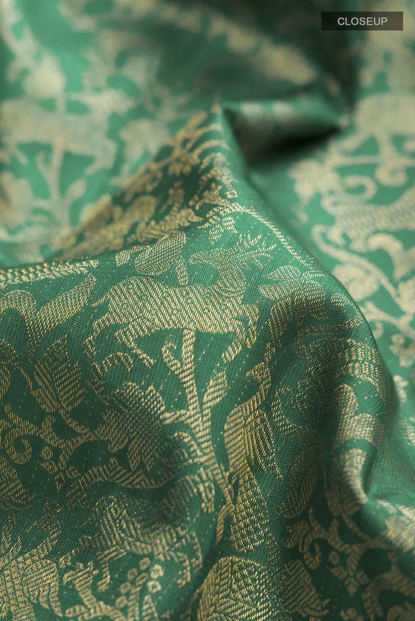 Green Kanchipuram Silk Saree - Image 2