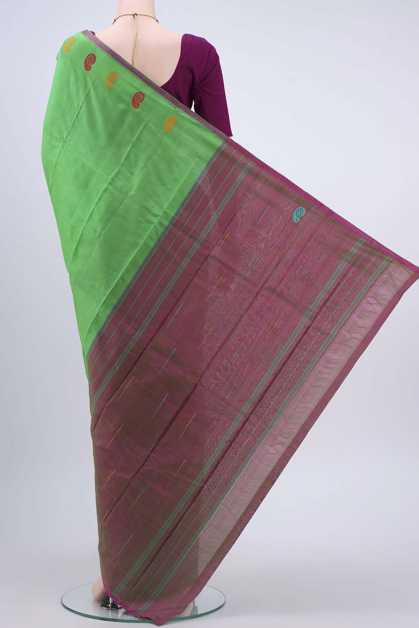 Green Kanchipuram Silk Saree - Image 3
