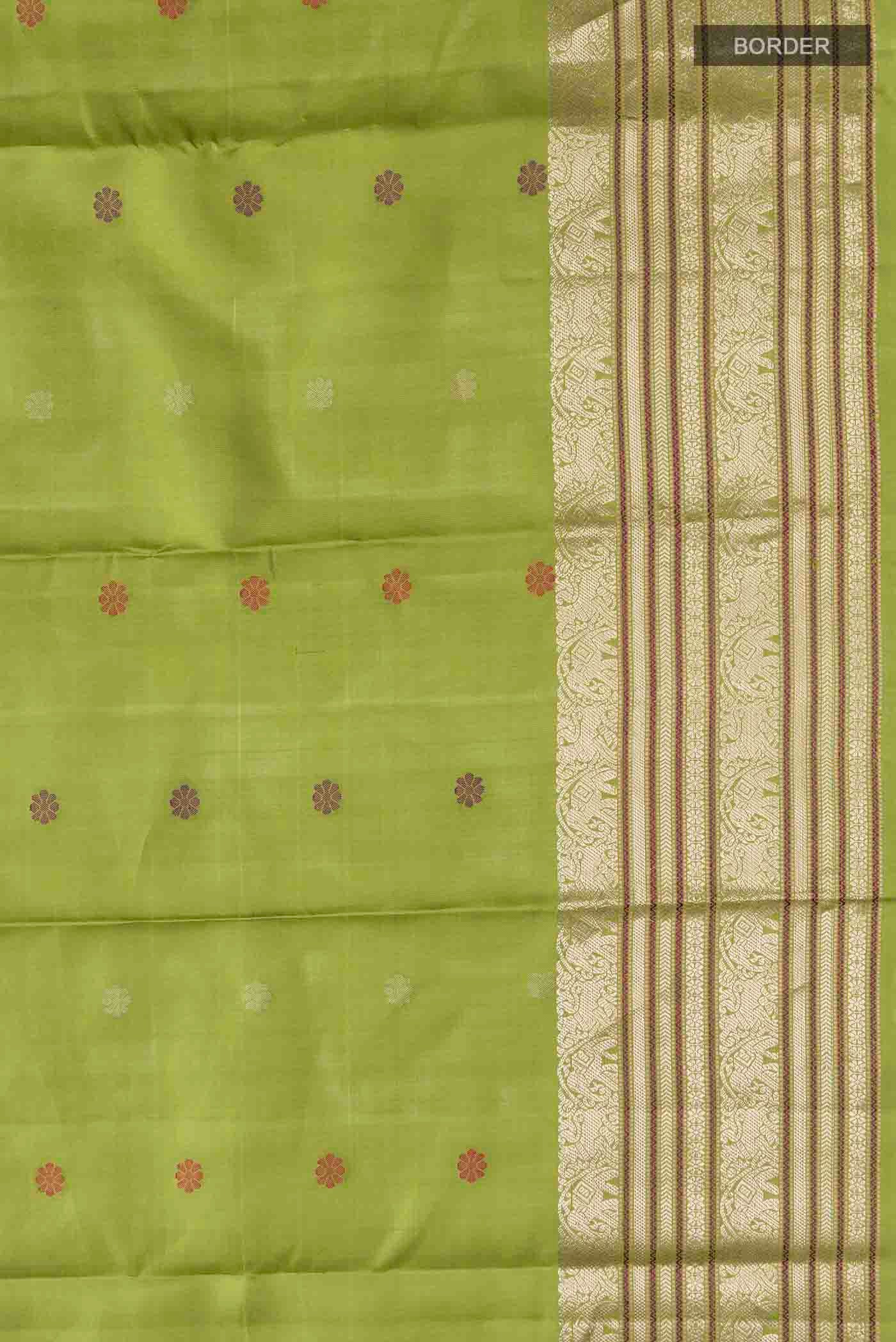 Green Kanchipuram Silk Saree - Image 3