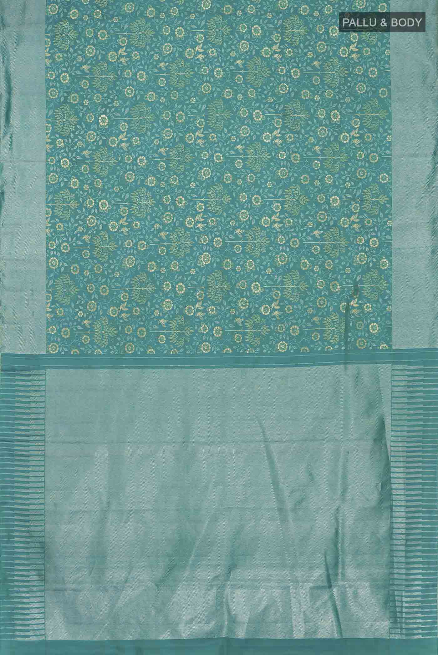 Green Kanchipuram Silk Saree - Image 6