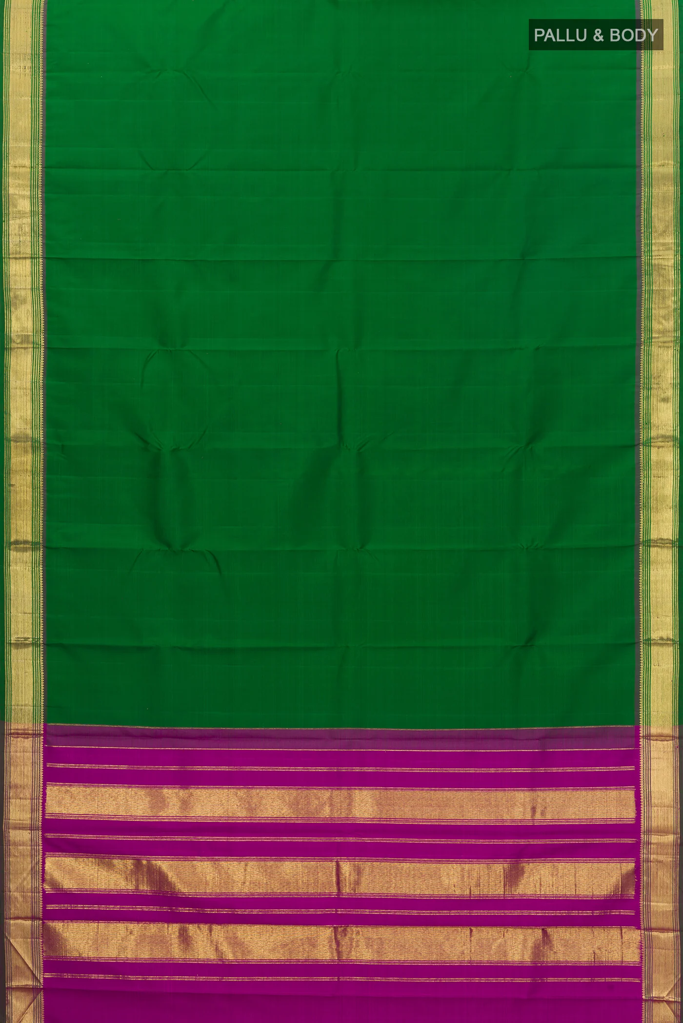 Green Kanchipuram Silk Saree - Image 6