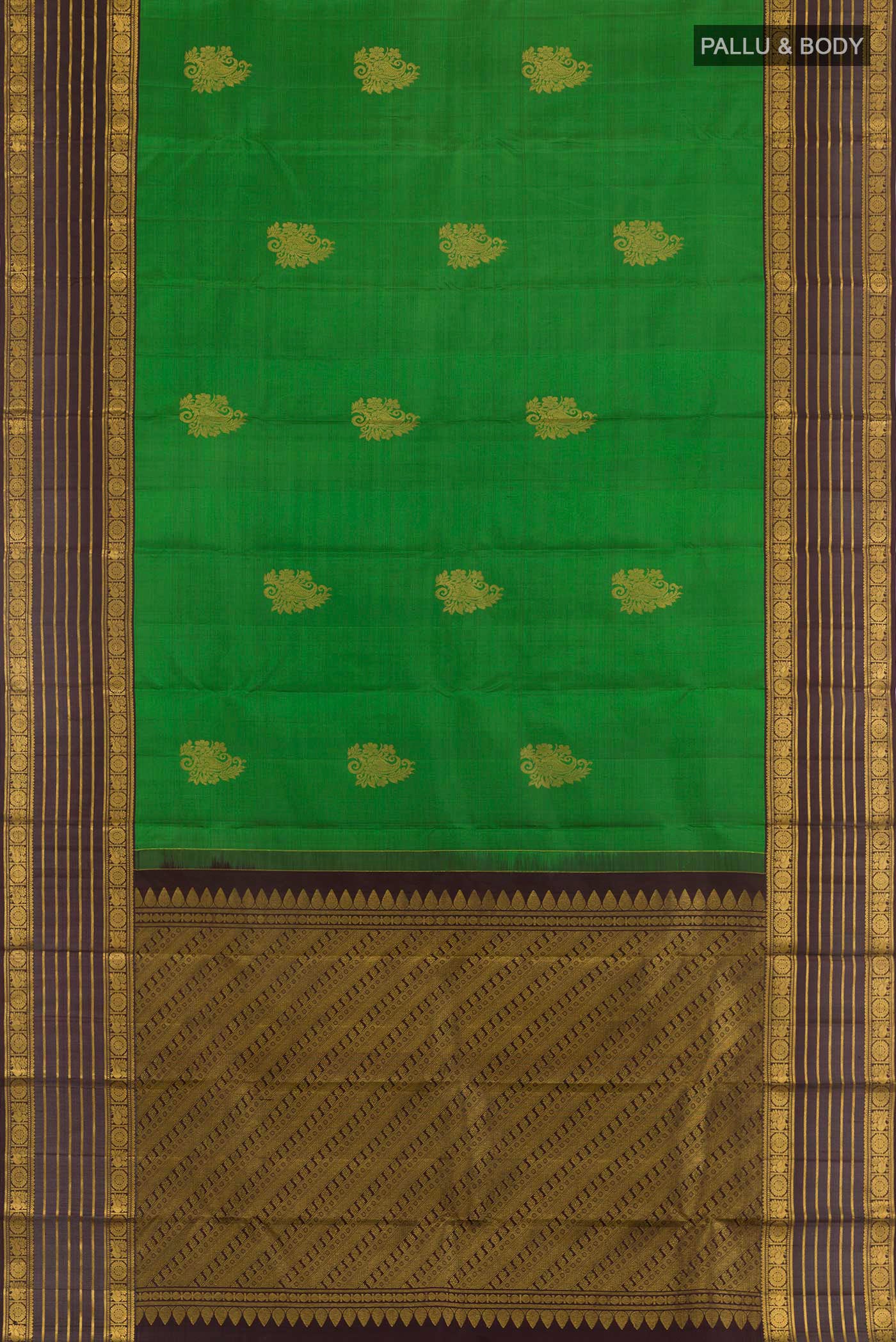 Green Kanchipuram Silk Saree - Image 3