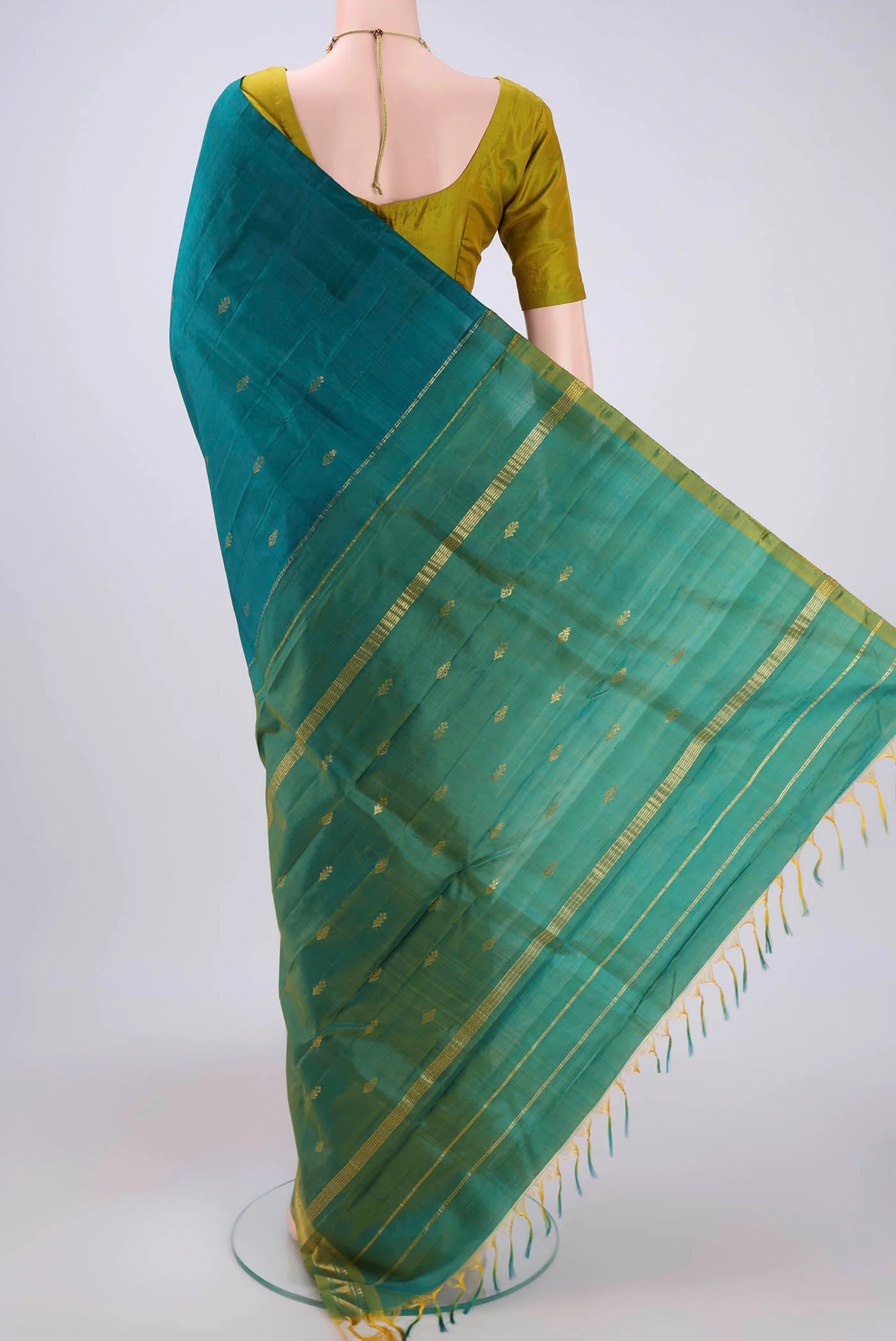 Blue Kanchipuram Silk Saree - Image 3