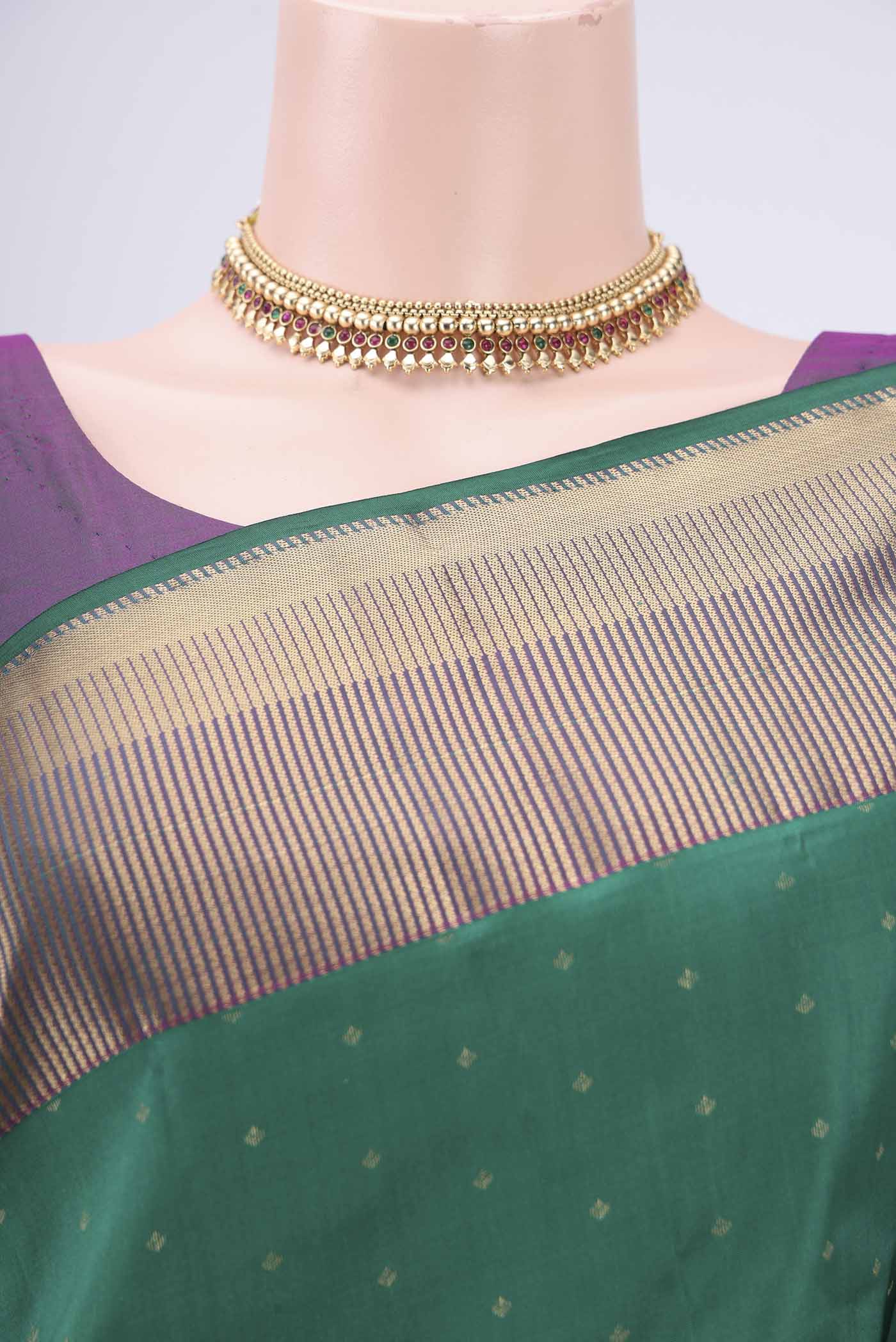 Green Kanchipuram Silk Saree - Image 2