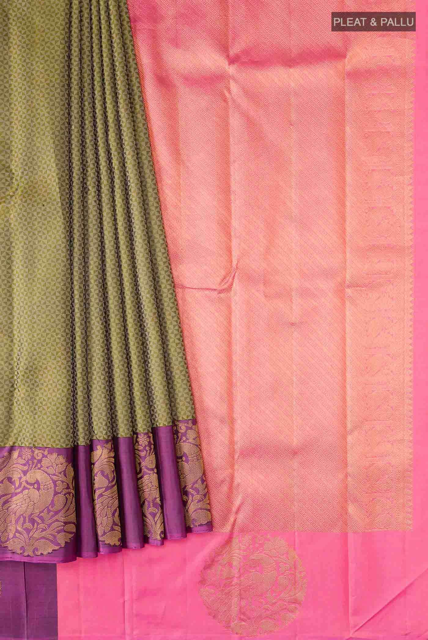 Green Kanchipuram Silk Saree - Image 2