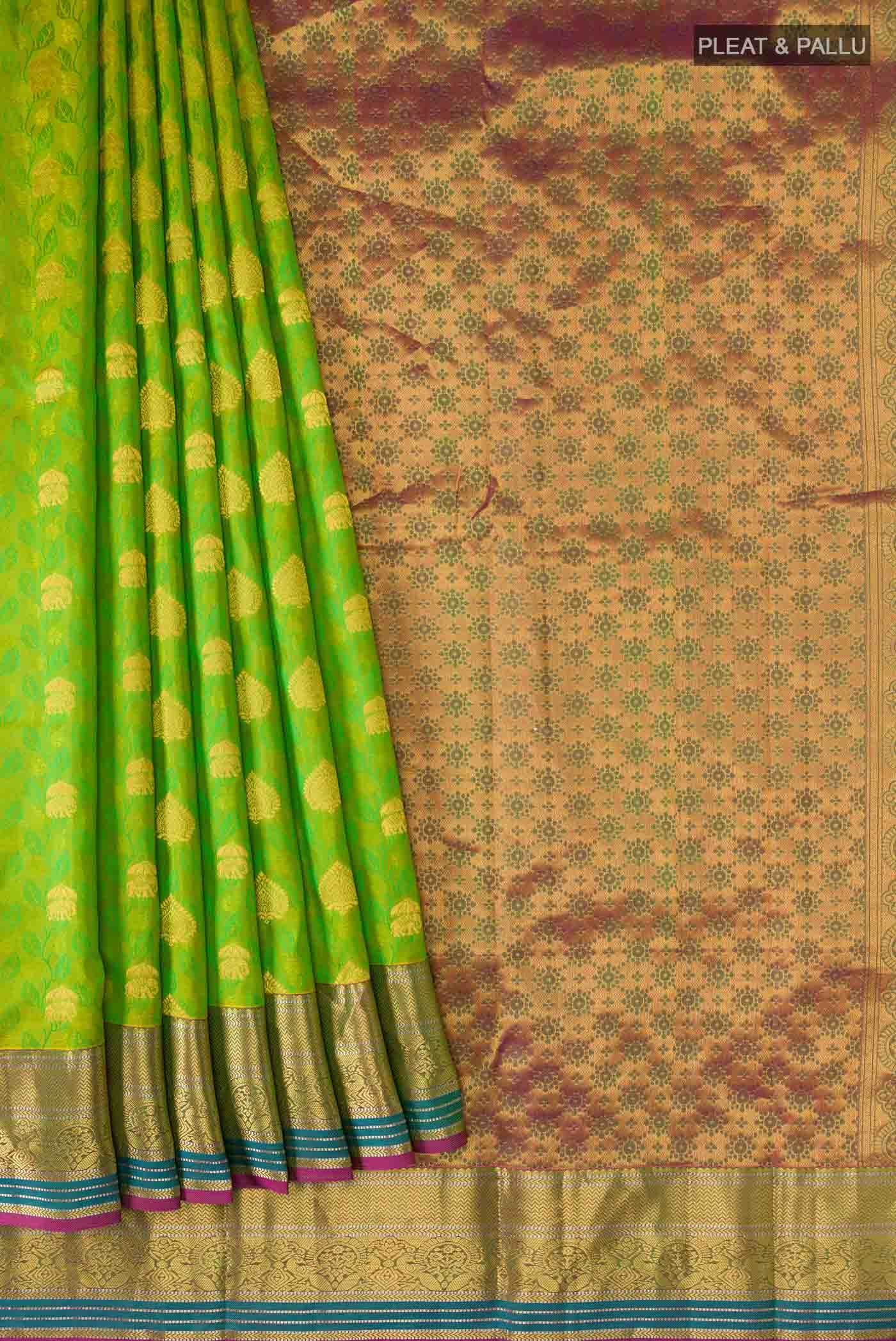 Green Kanchipuram Silk Saree - Image 2