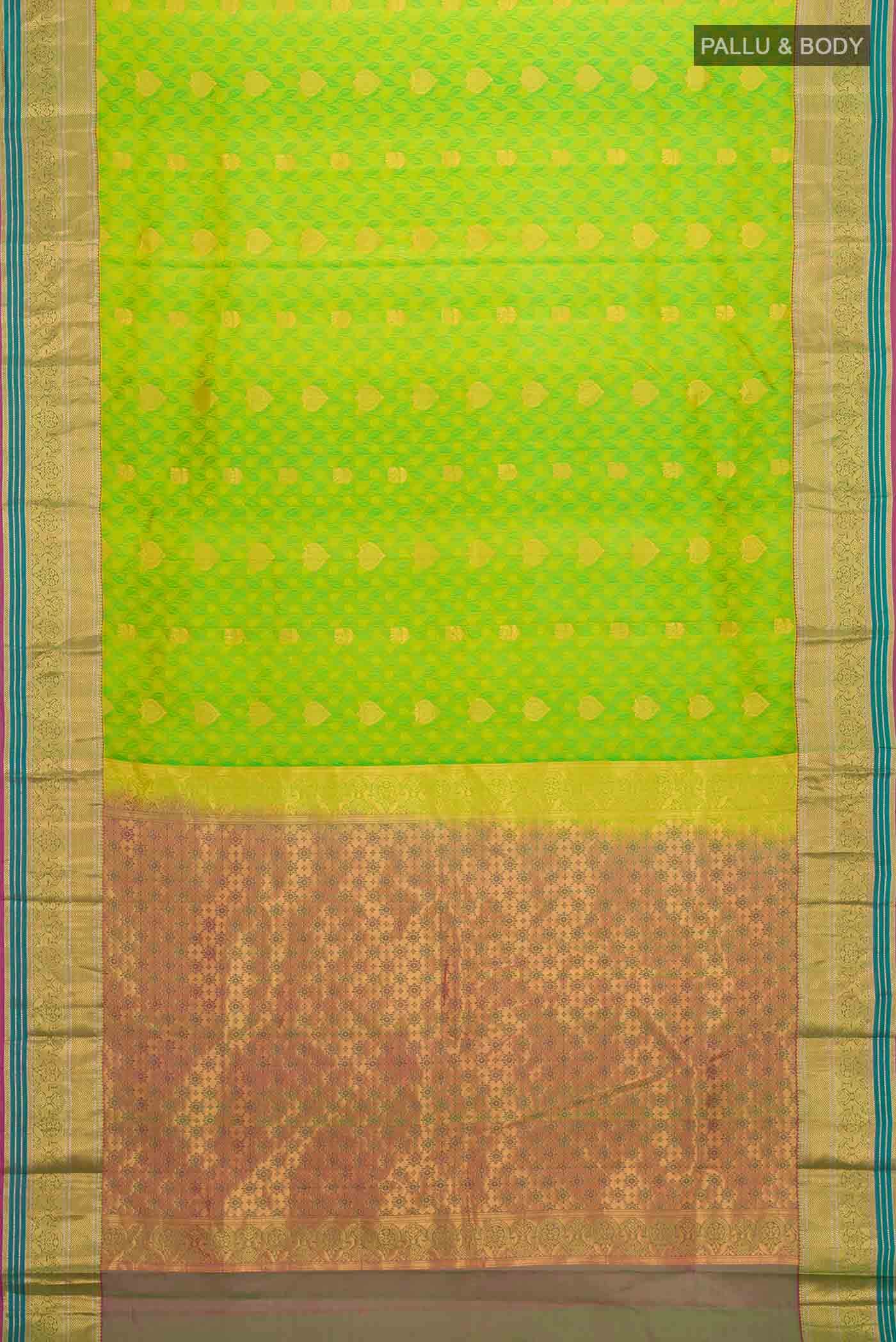 Green Kanchipuram Silk Saree - Image 4