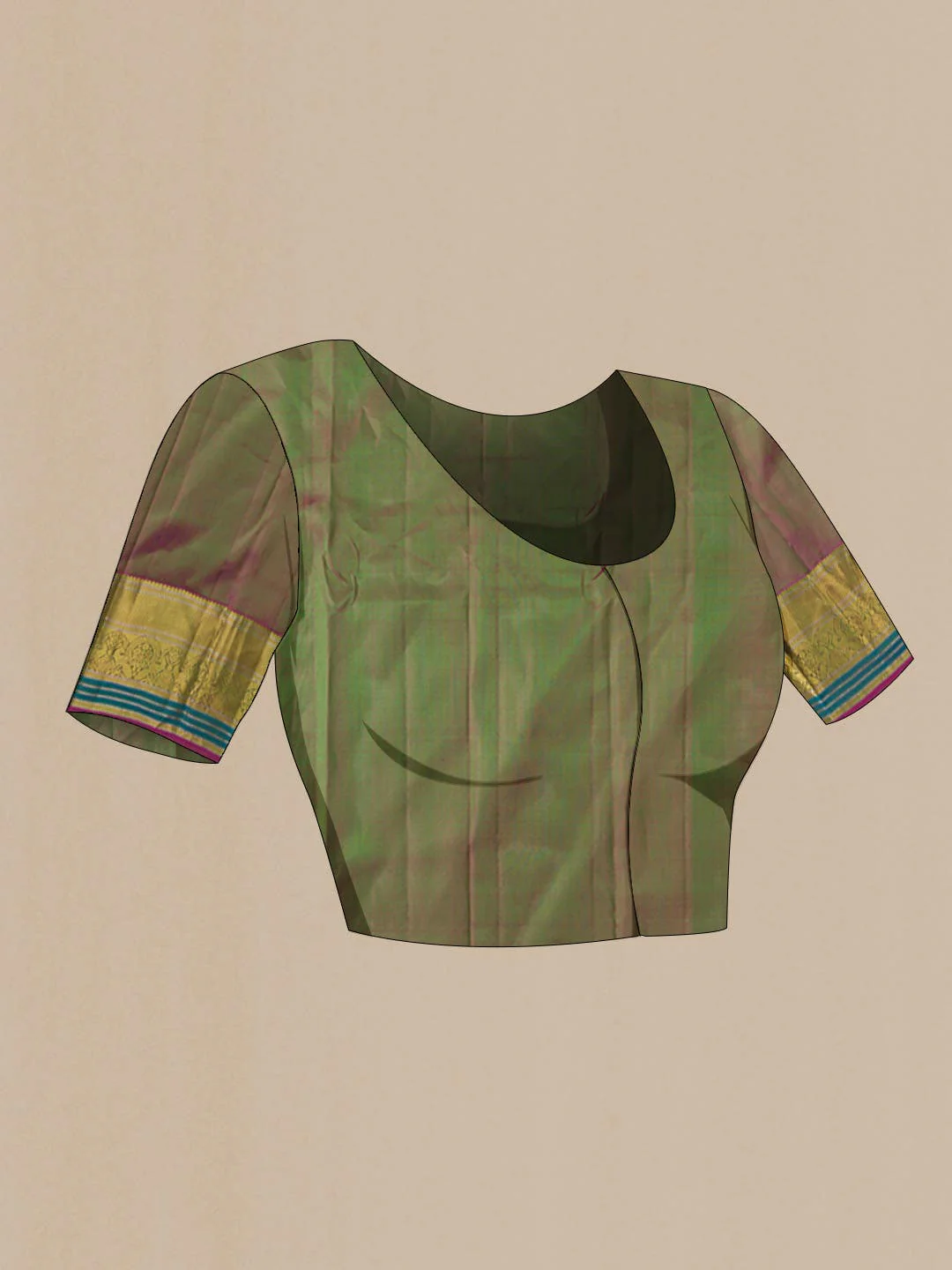 Green Kanchipuram Silk Saree - Image 6