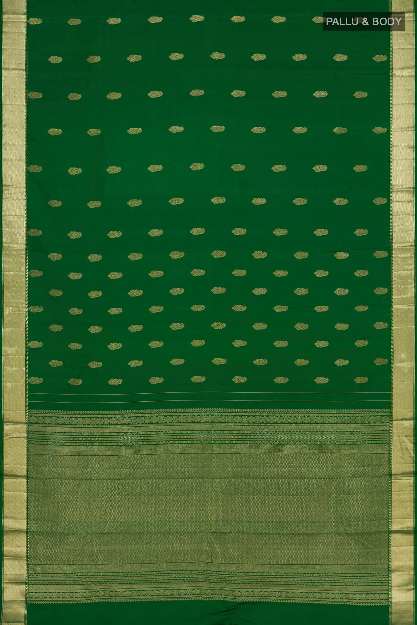 Green Kanchipuram Silk Saree - Image 5