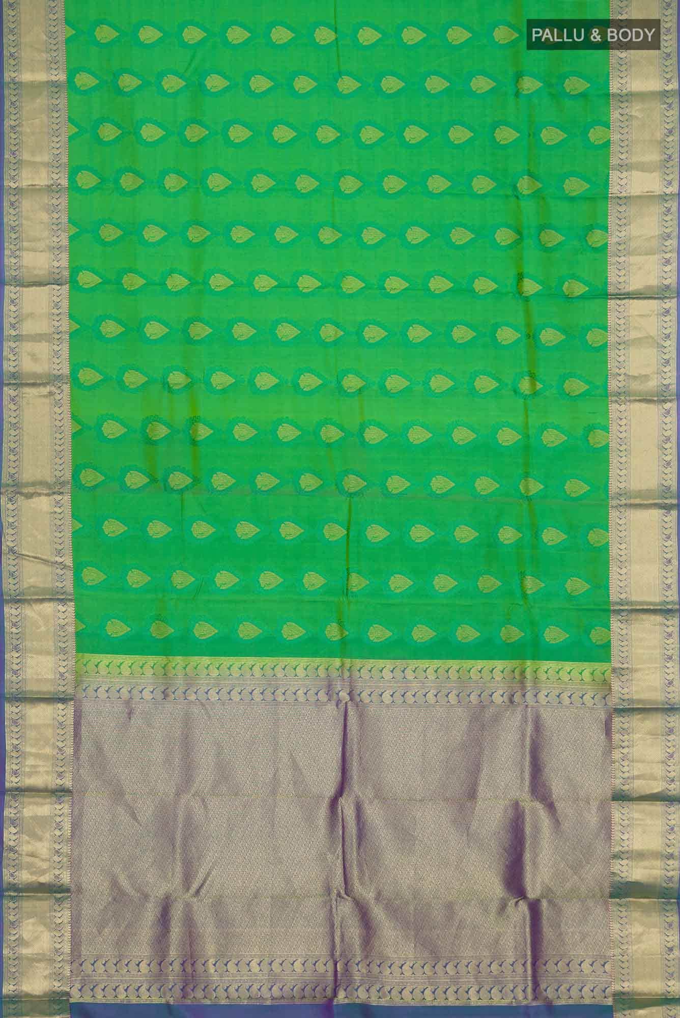 Green Kanchipuram Silk Saree - Image 4