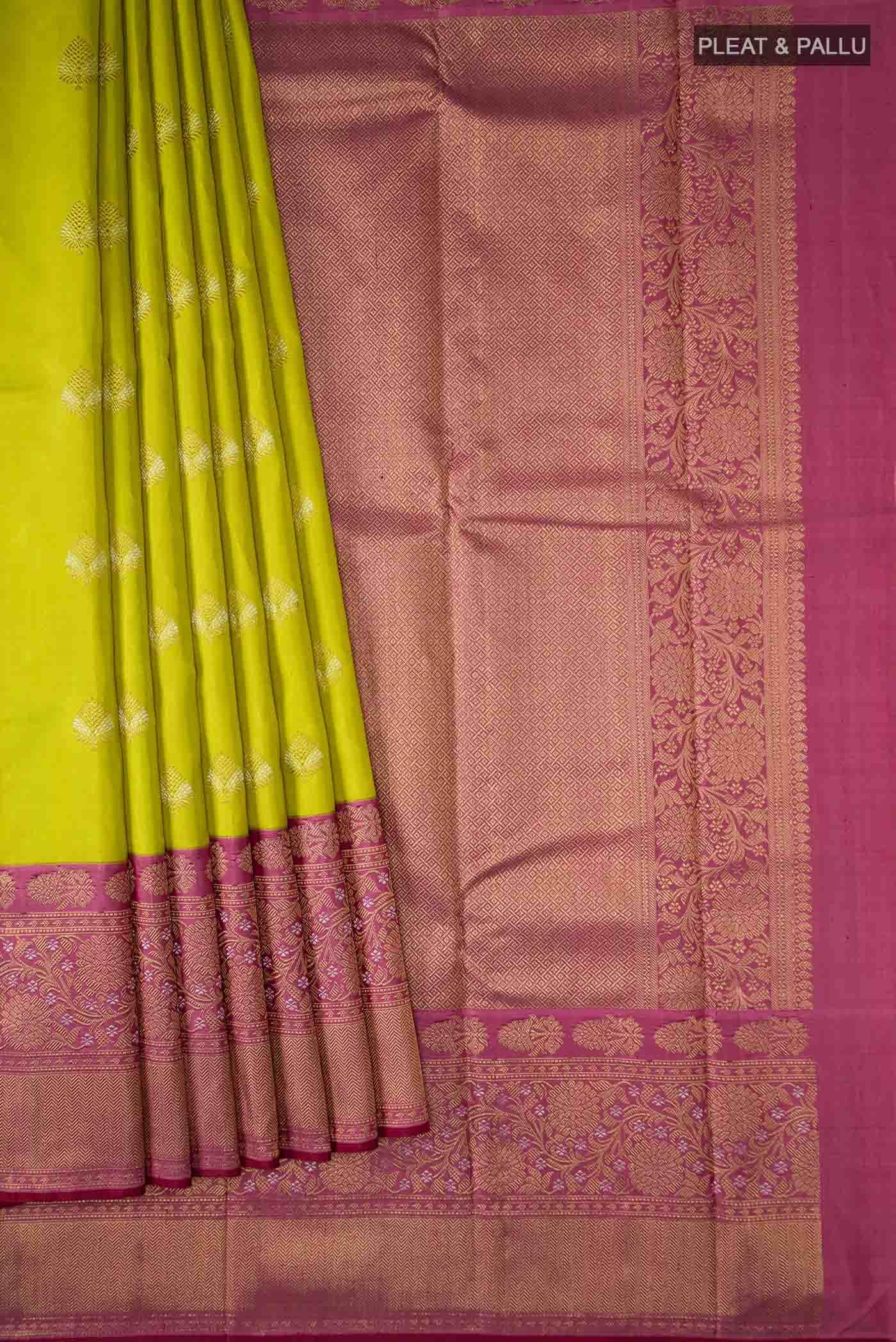 Pure Silk Pure Zari Green Kanjivaram Saree - Image 2