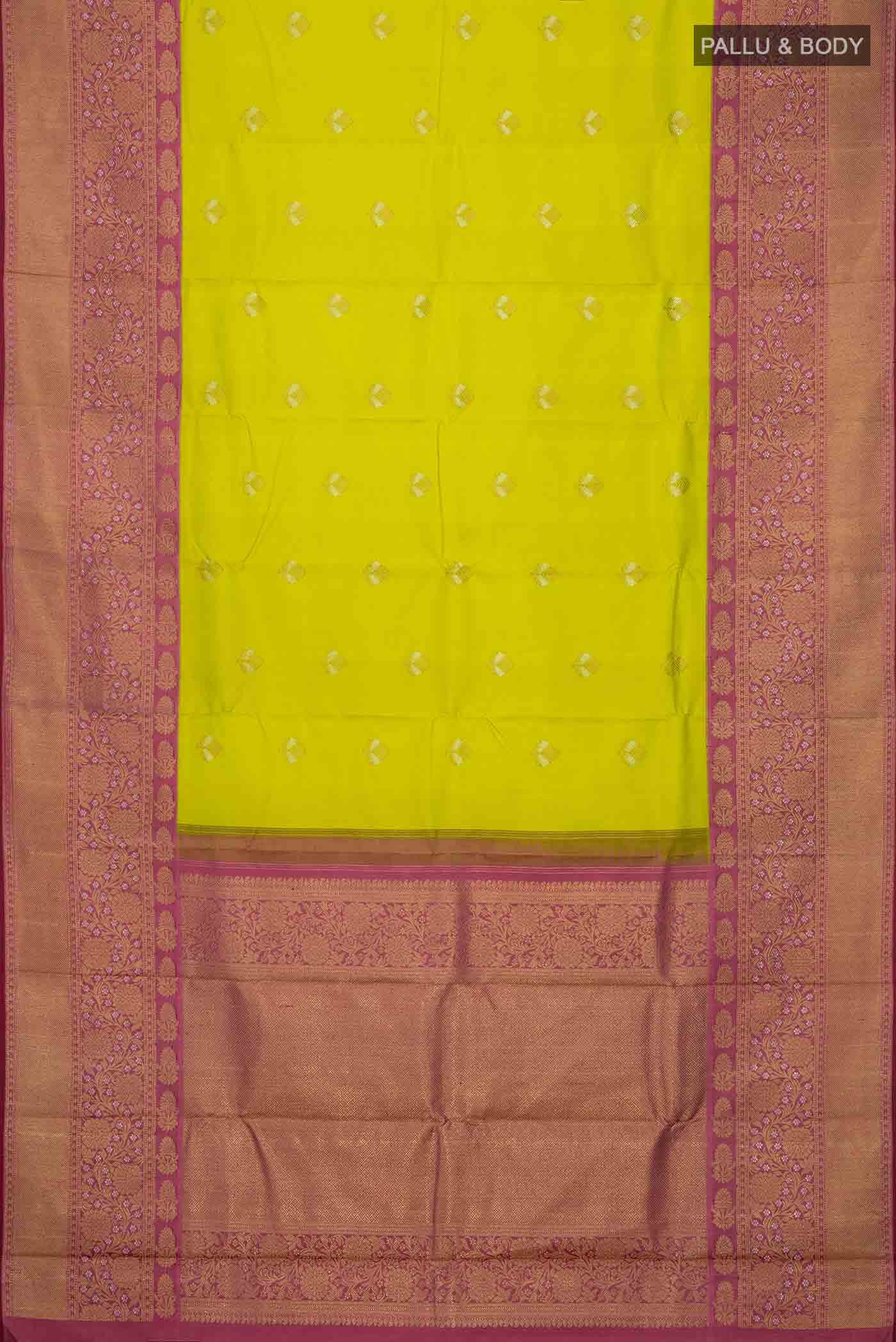 Pure Silk Pure Zari Green Kanjivaram Saree - Image 4