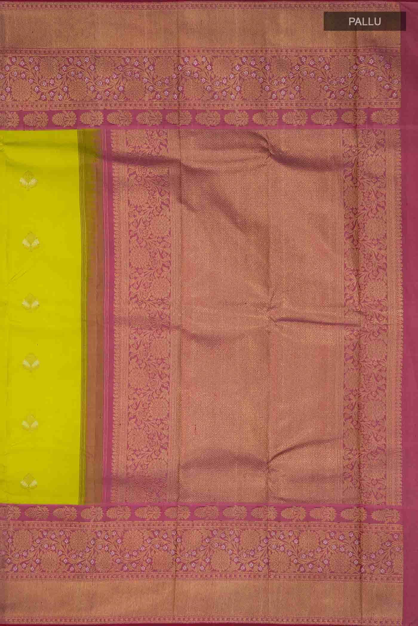 Pure Silk Pure Zari Green Kanjivaram Saree - Image 5