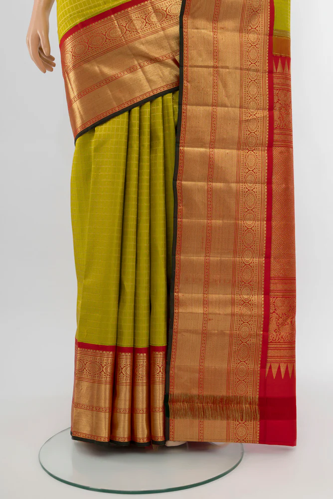 Green Kanchipuram Silk Saree - Image 3