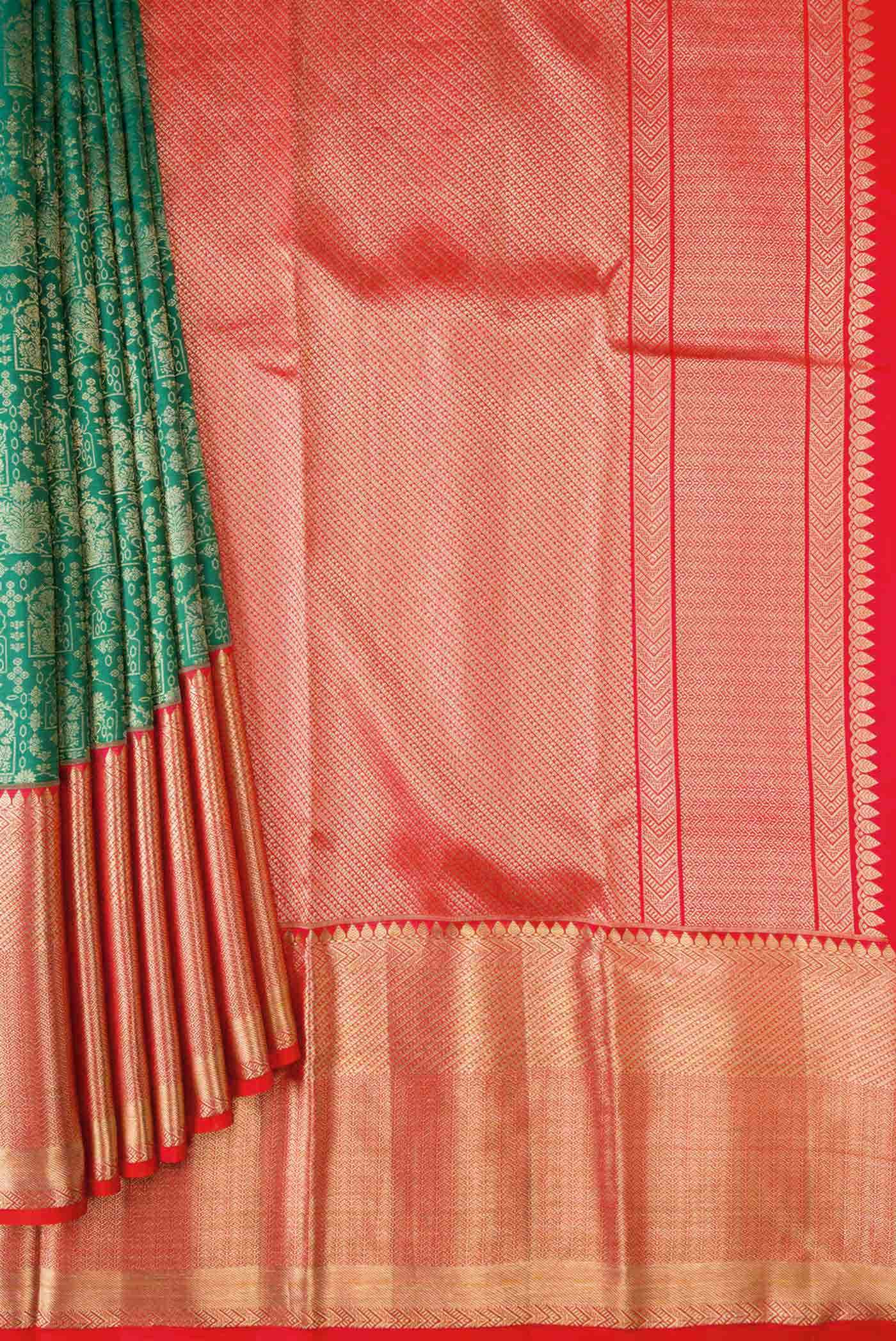 Green Kanchipuram Silk Saree - Image 2
