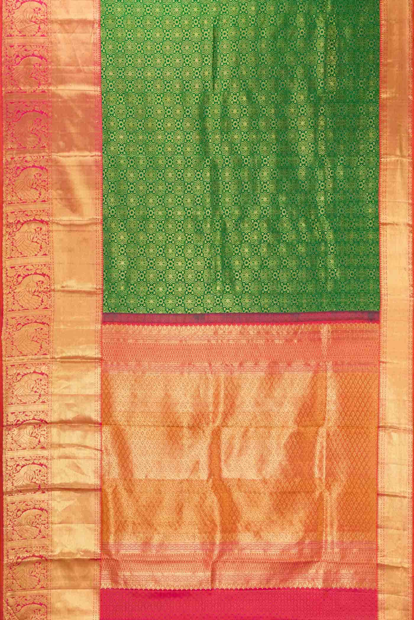 Green Kanchipuram Silk Saree - Image 4
