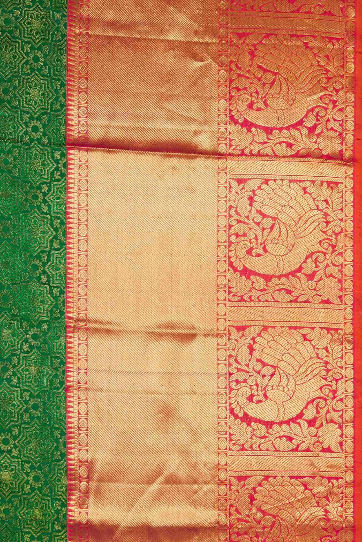 Green Kanchipuram Silk Saree - Image 6
