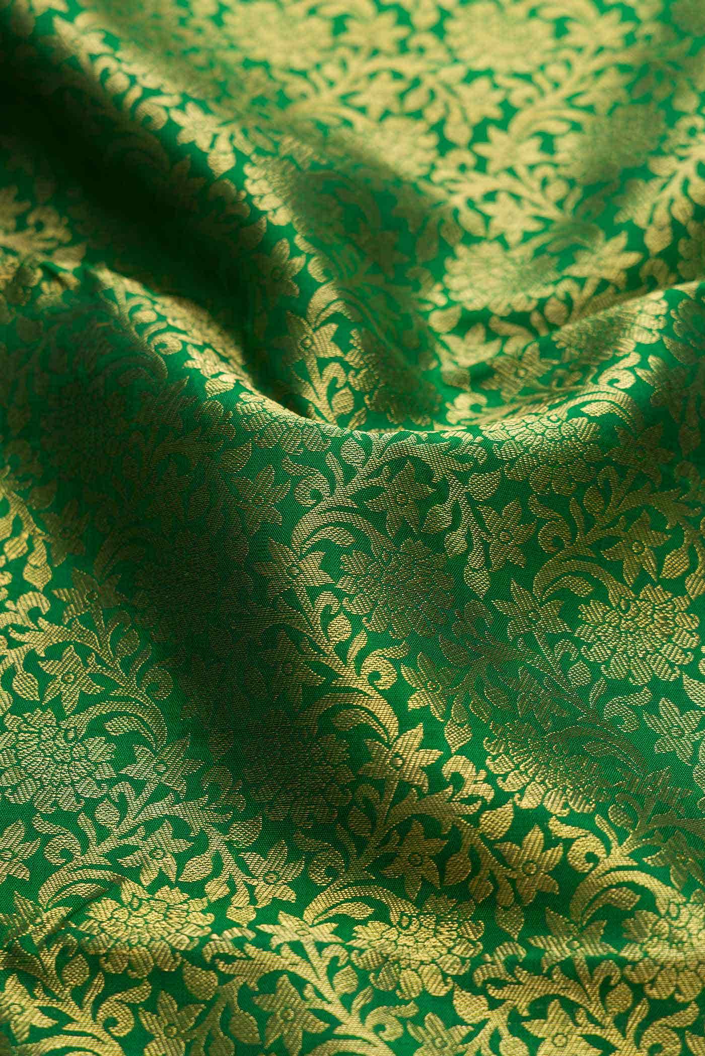 Green Kanchipuram Silk Saree - Image 3
