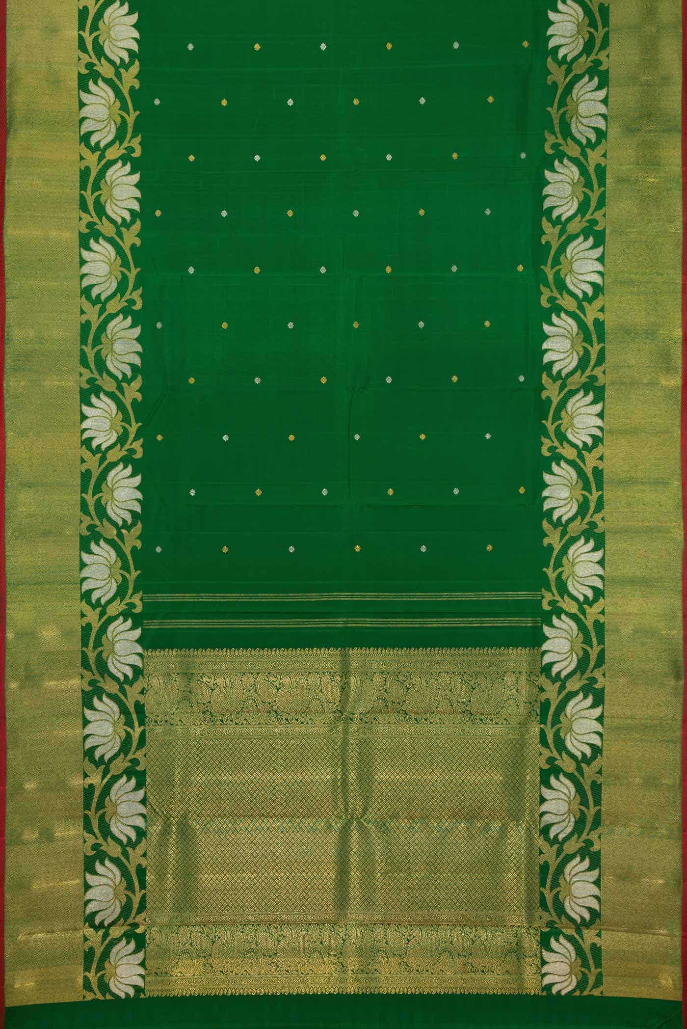 Green Kanchipuram Silk Saree - Image 11
