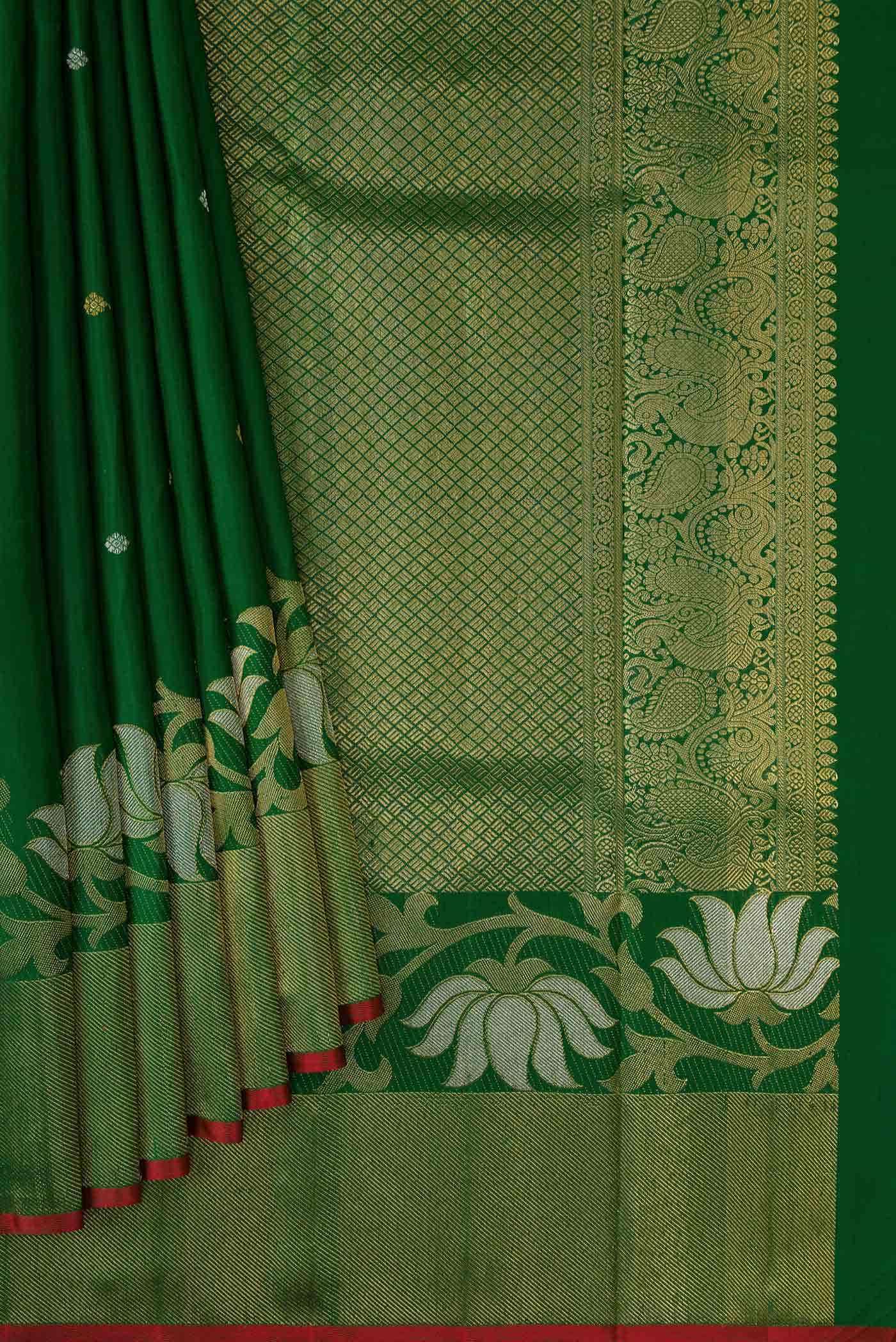 Green Kanchipuram Silk Saree - Image 2