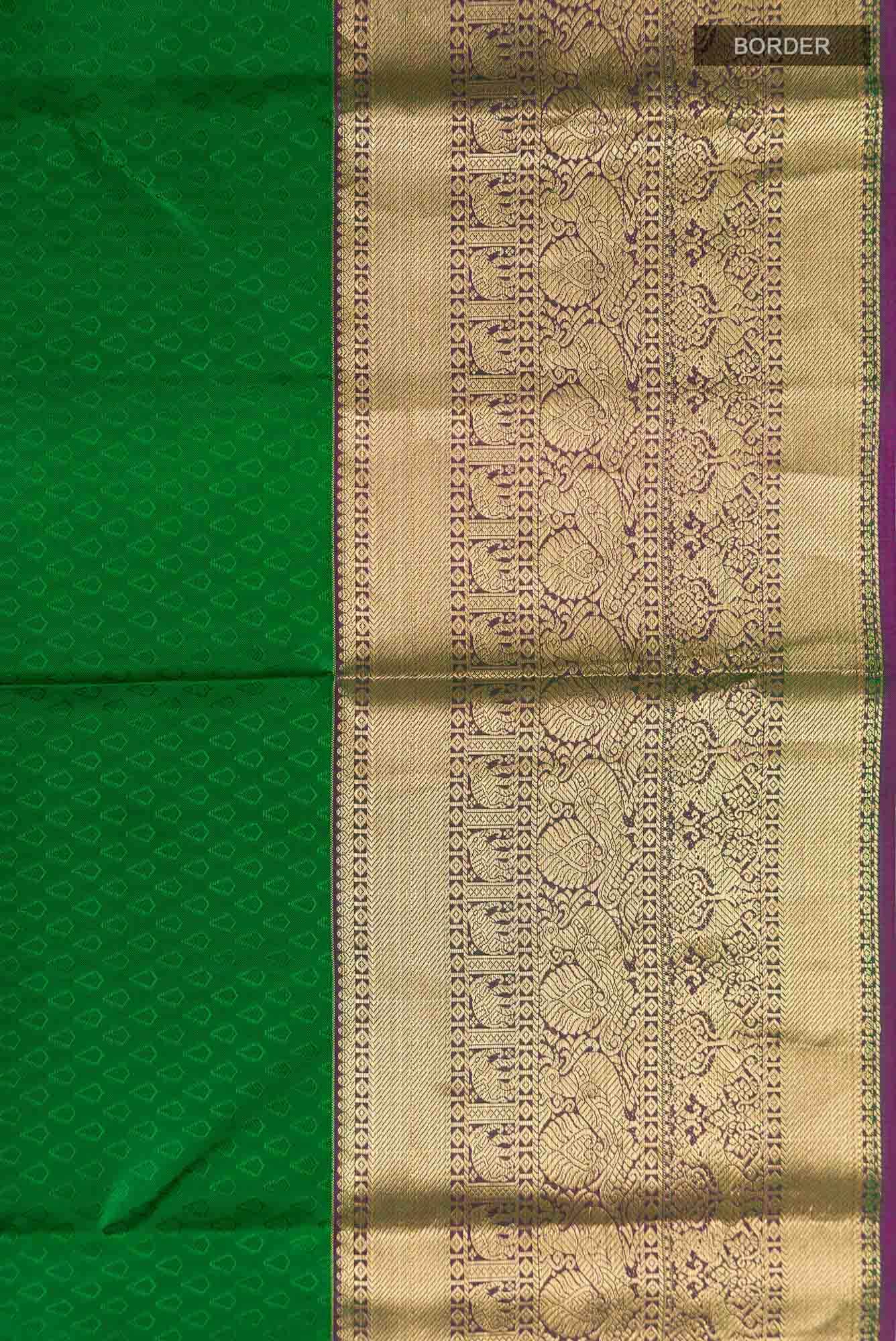 Green Kanchipuram Silk Saree - Image 5