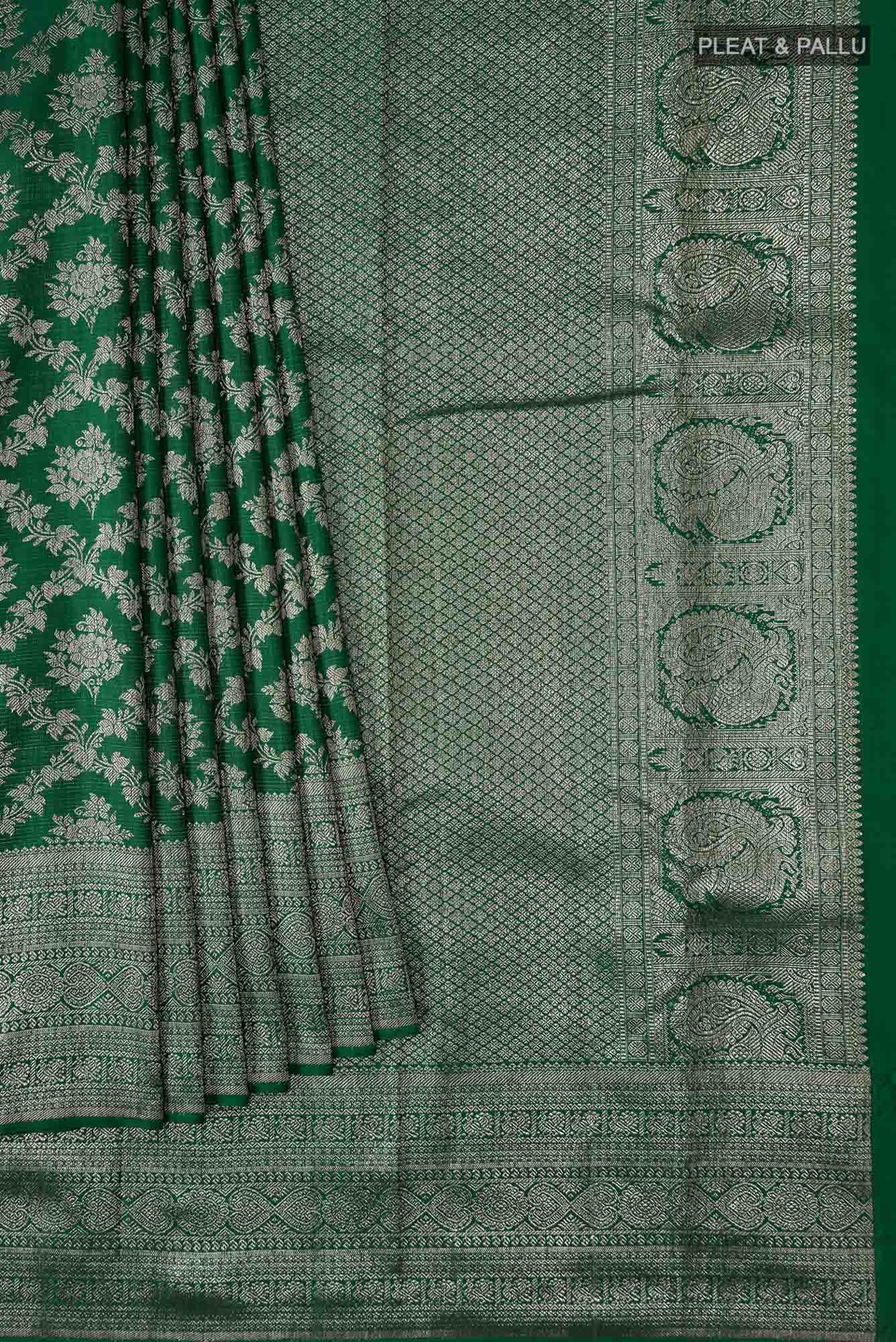 Green Kanchipuram Silk Saree - Image 2
