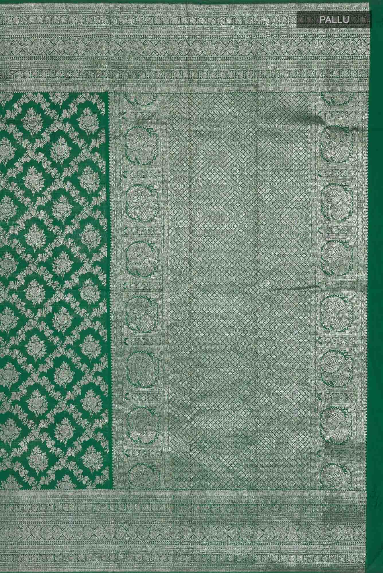 Green Kanchipuram Silk Saree - Image 5