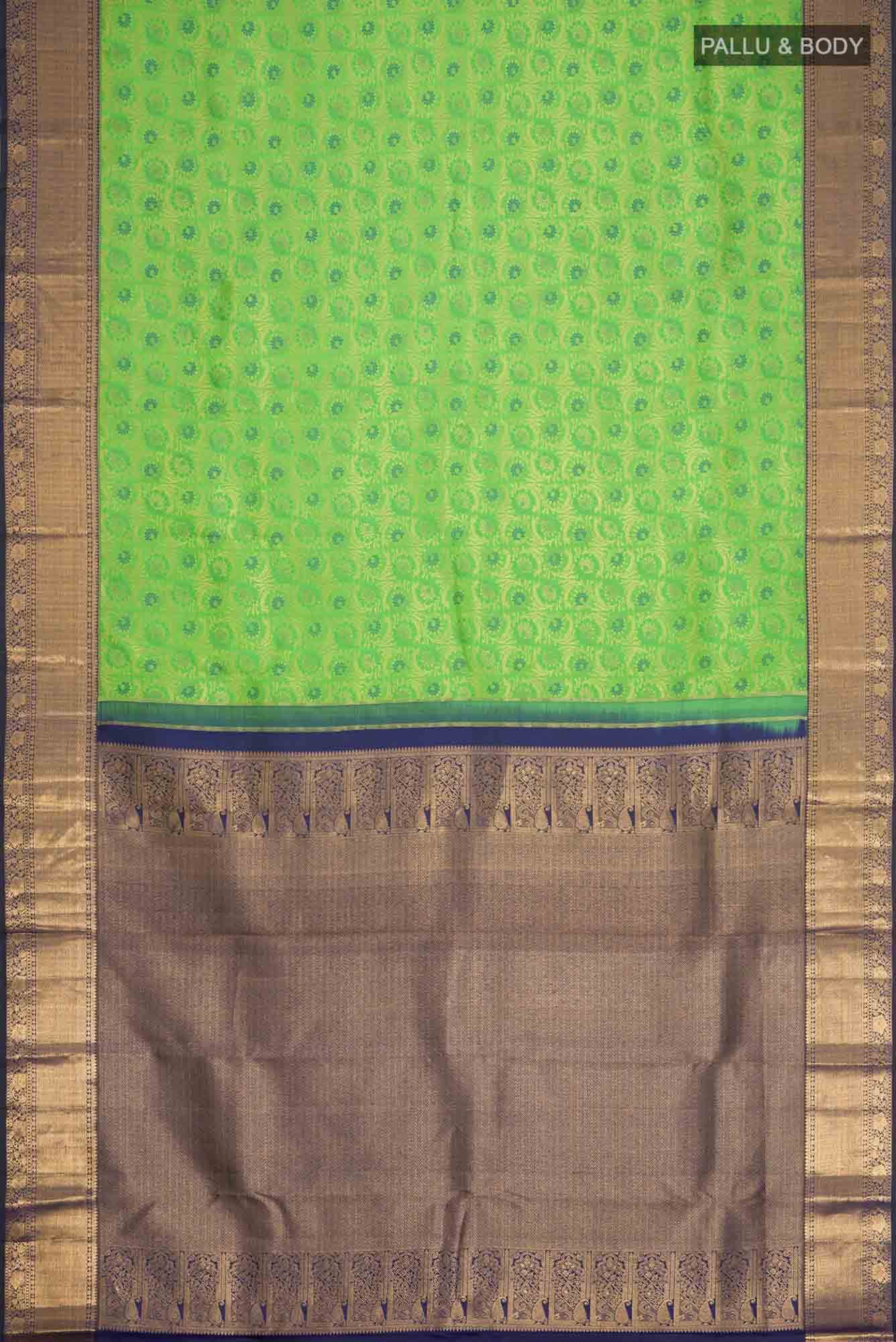 Green Kanchipuram Silk Saree - Image 4