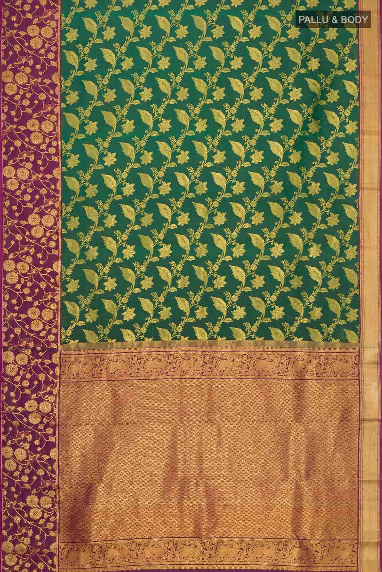Green Kanchipuram Silk Saree - Image 3