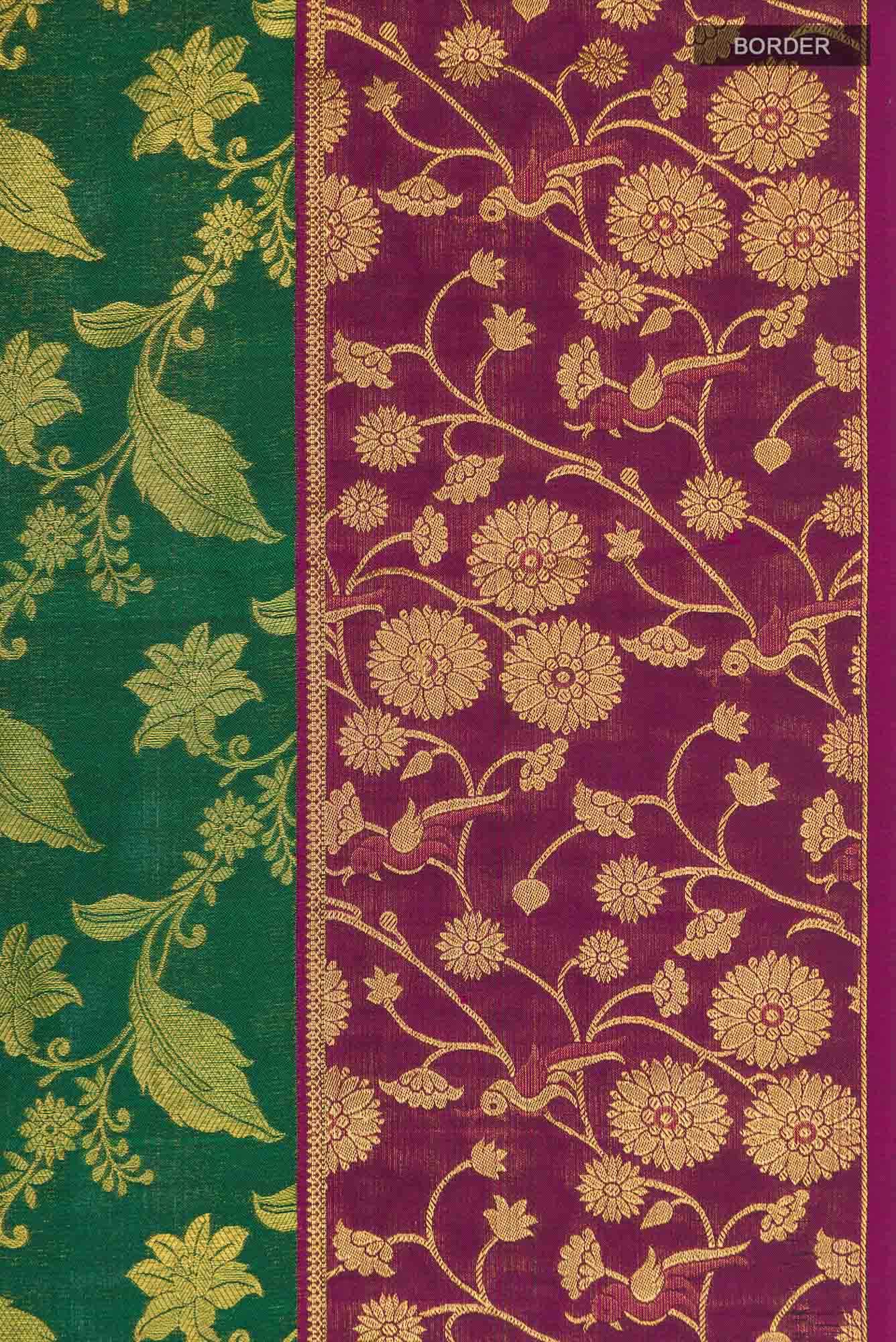 Green Kanchipuram Silk Saree - Image 4