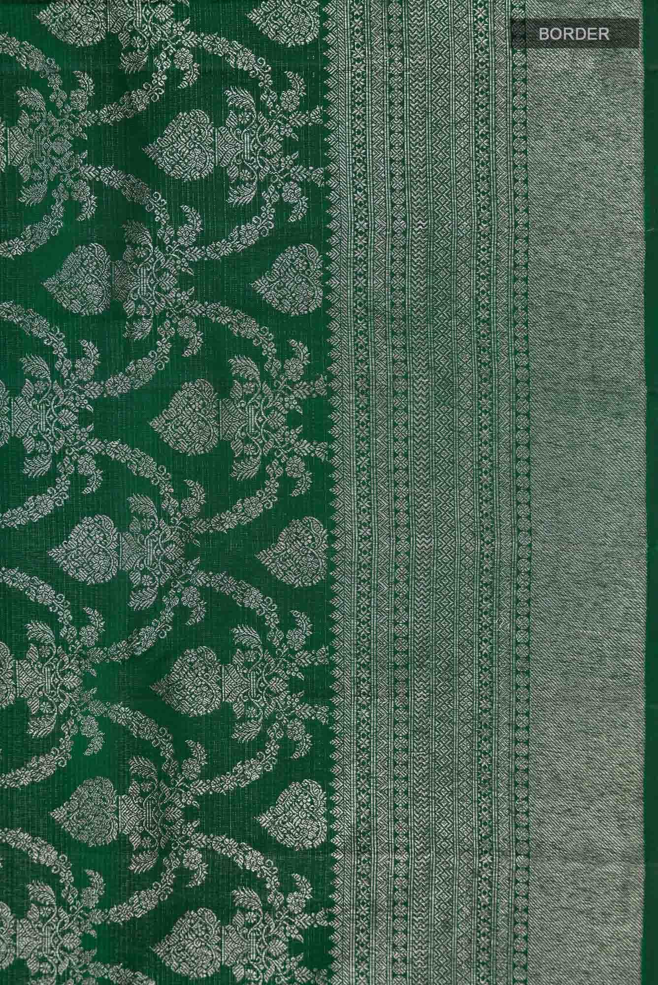 Green Kanchipuram Silk Saree - Image 6