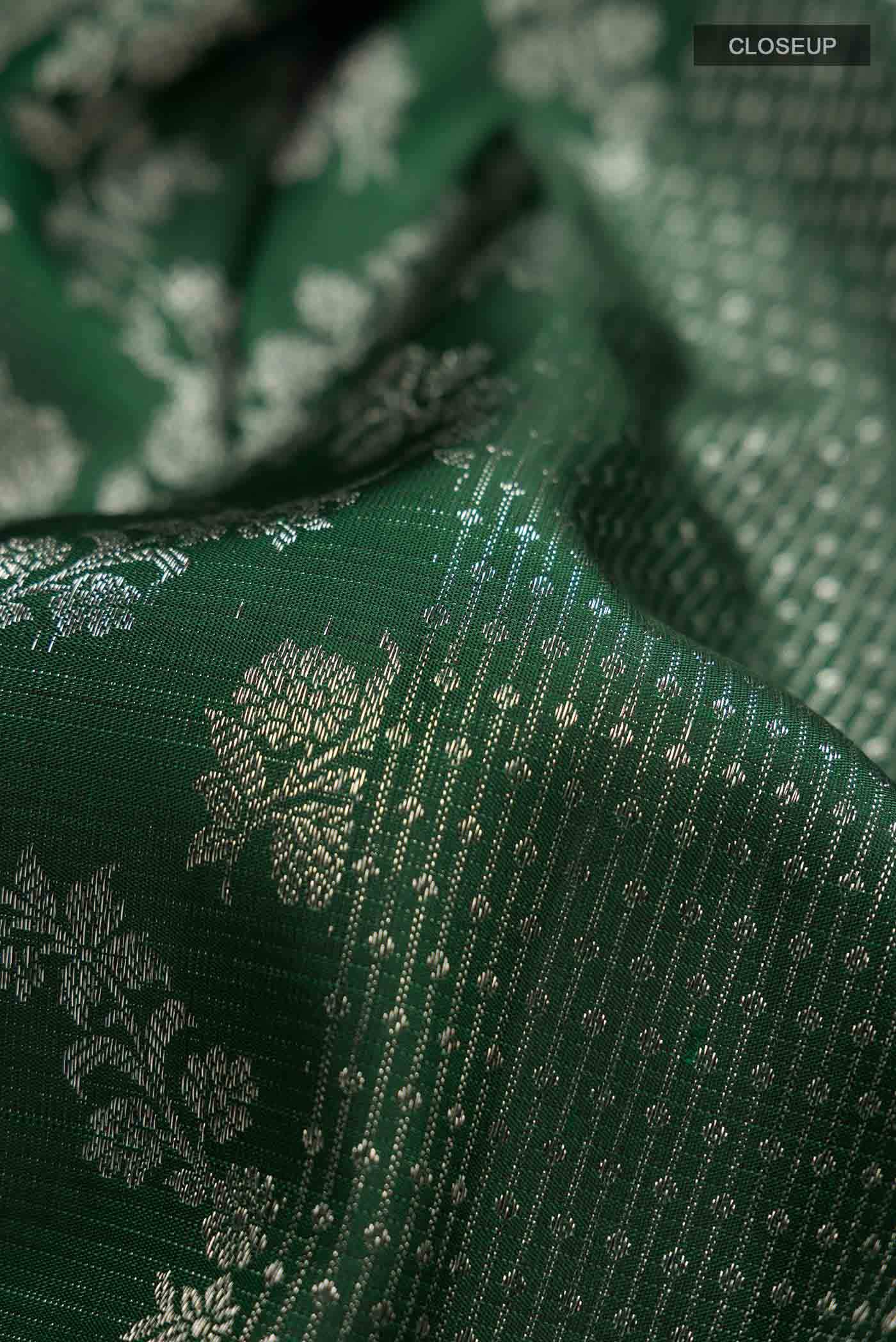 Green Kanchipuram Silk Saree - Image 3