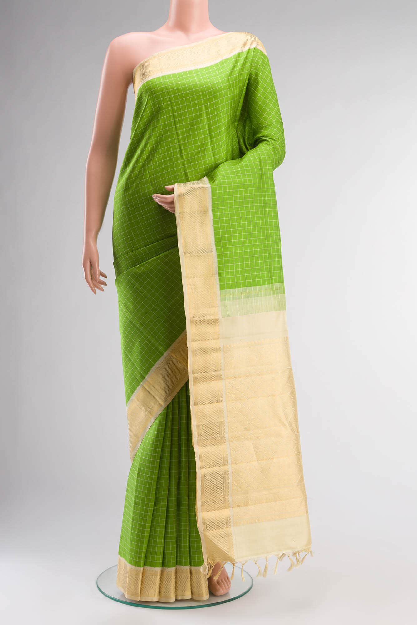 Pure Silk Pure Zari Green Kanjivaram Saree