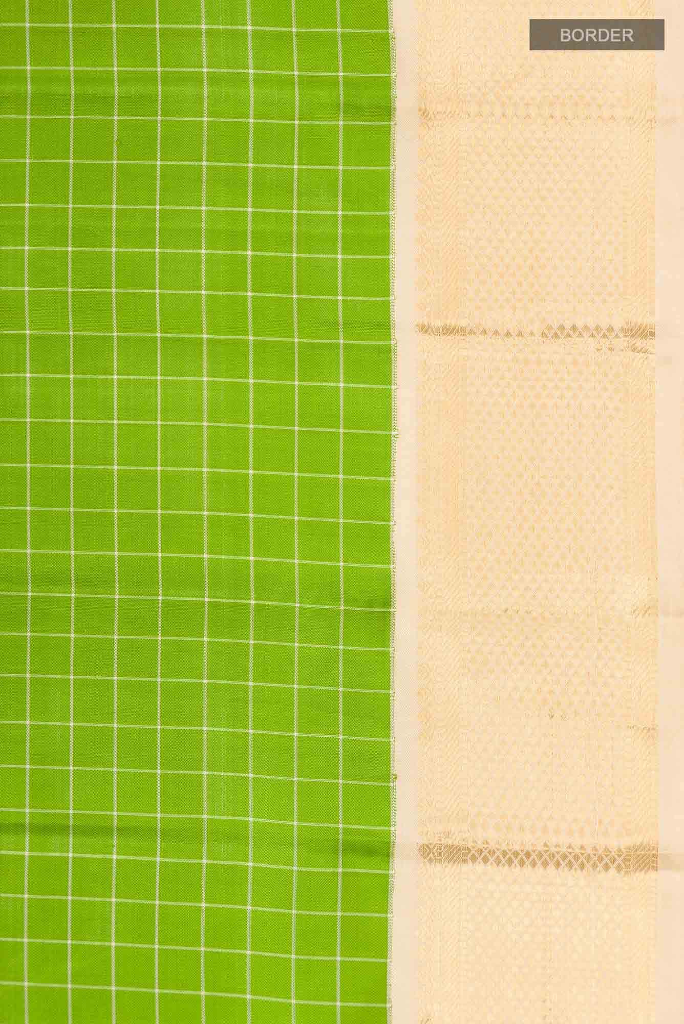 Pure Silk Pure Zari Green Kanjivaram Saree - Image 5
