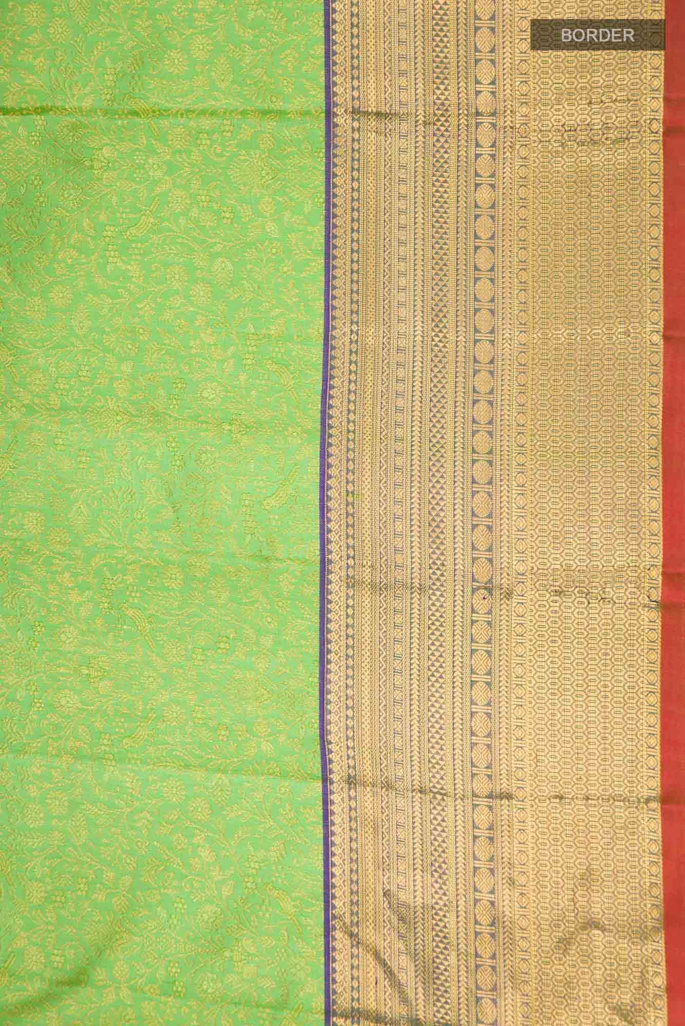 Green Kanchipuram Silk Saree - Image 5