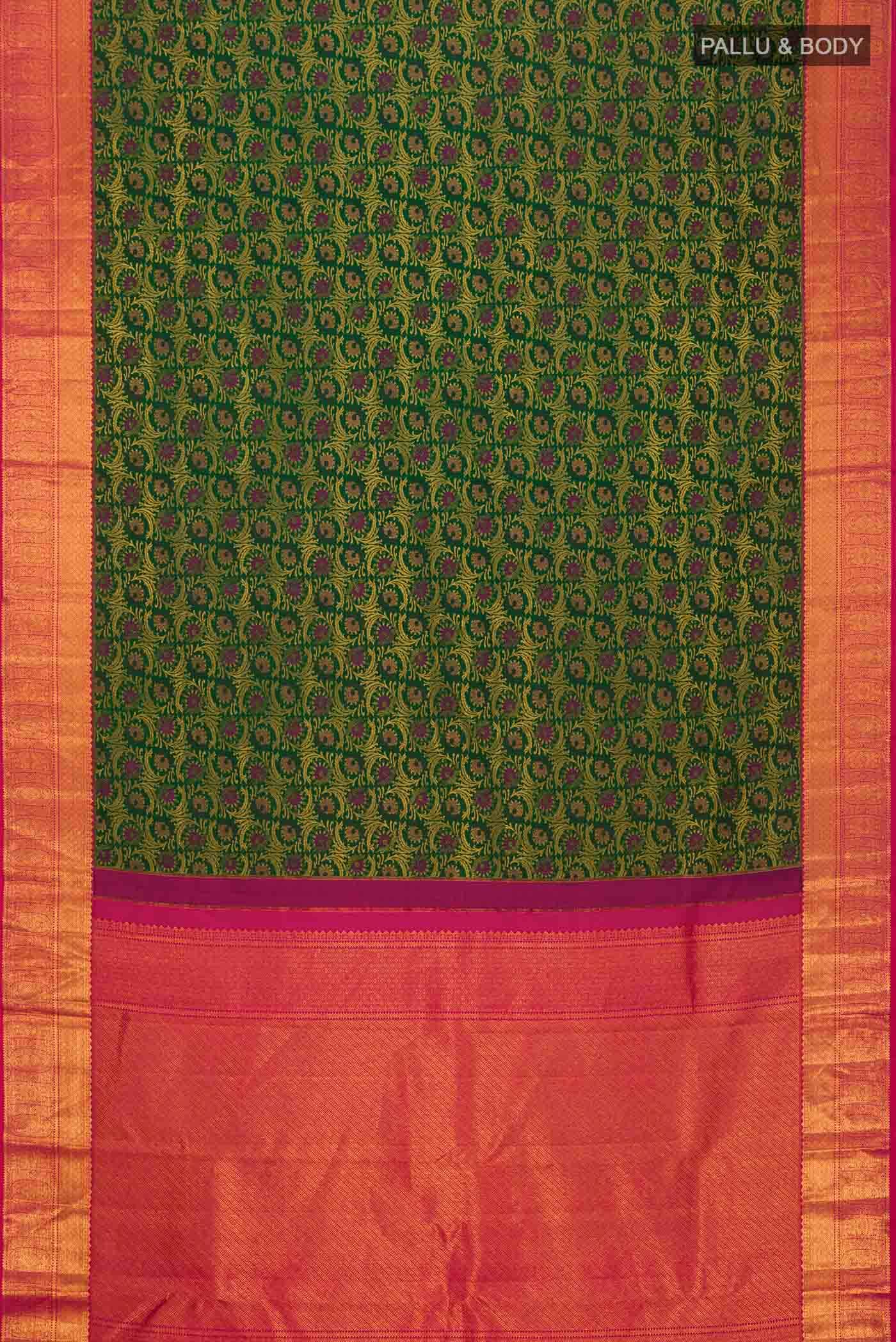 Green Kanchipuram Silk Saree - Image 4