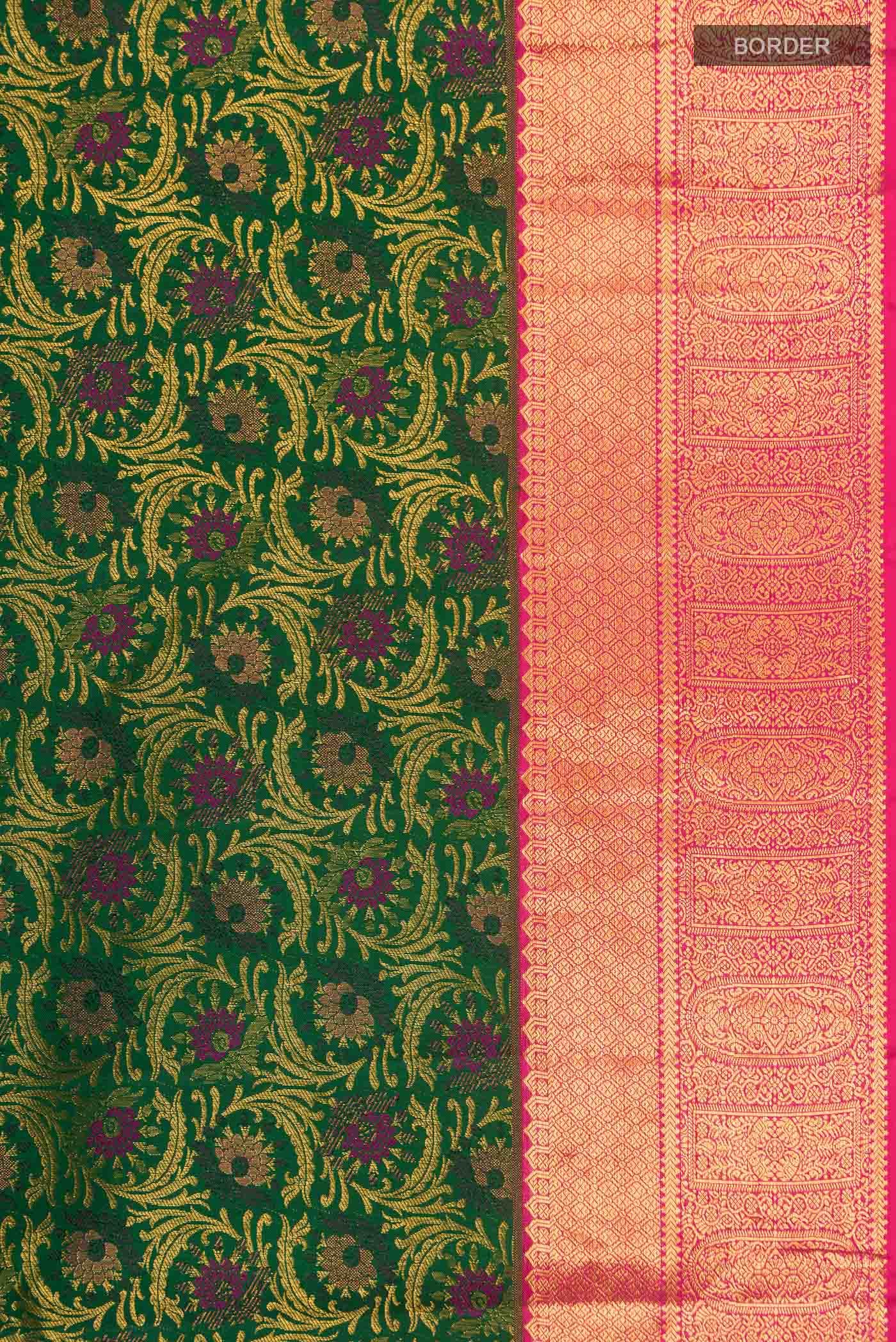 Green Kanchipuram Silk Saree - Image 5