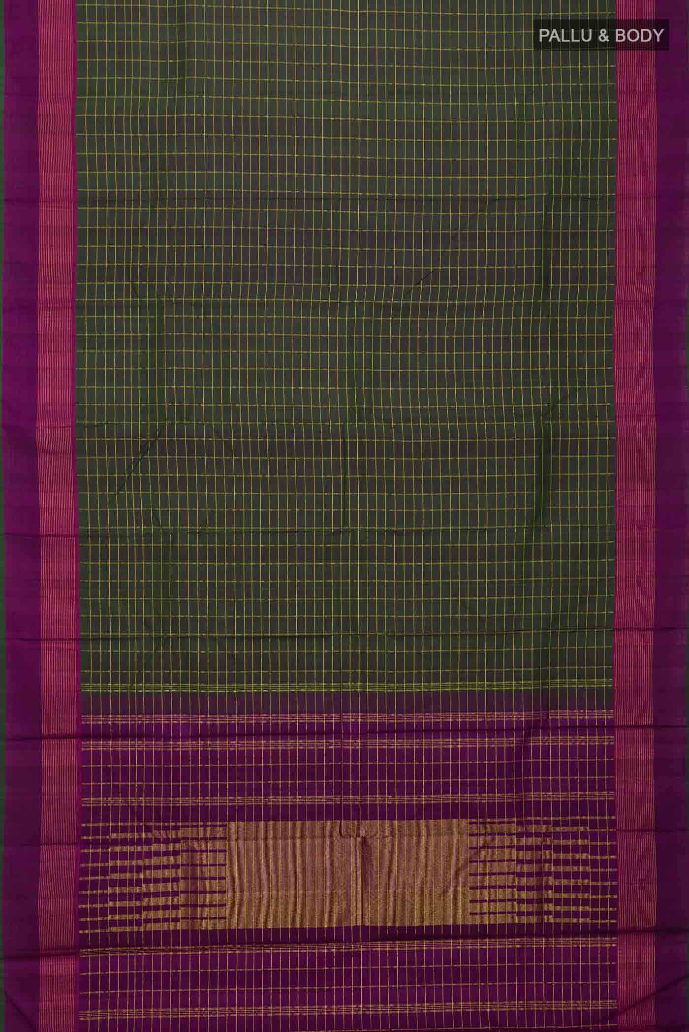 Bottle Green with Purple Color Kanchipuram Silk Saree - Image 4