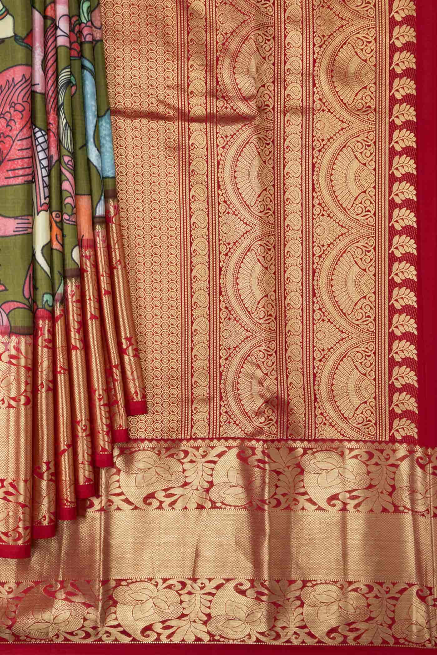Green Kanchipuram Silk Saree - Image 2