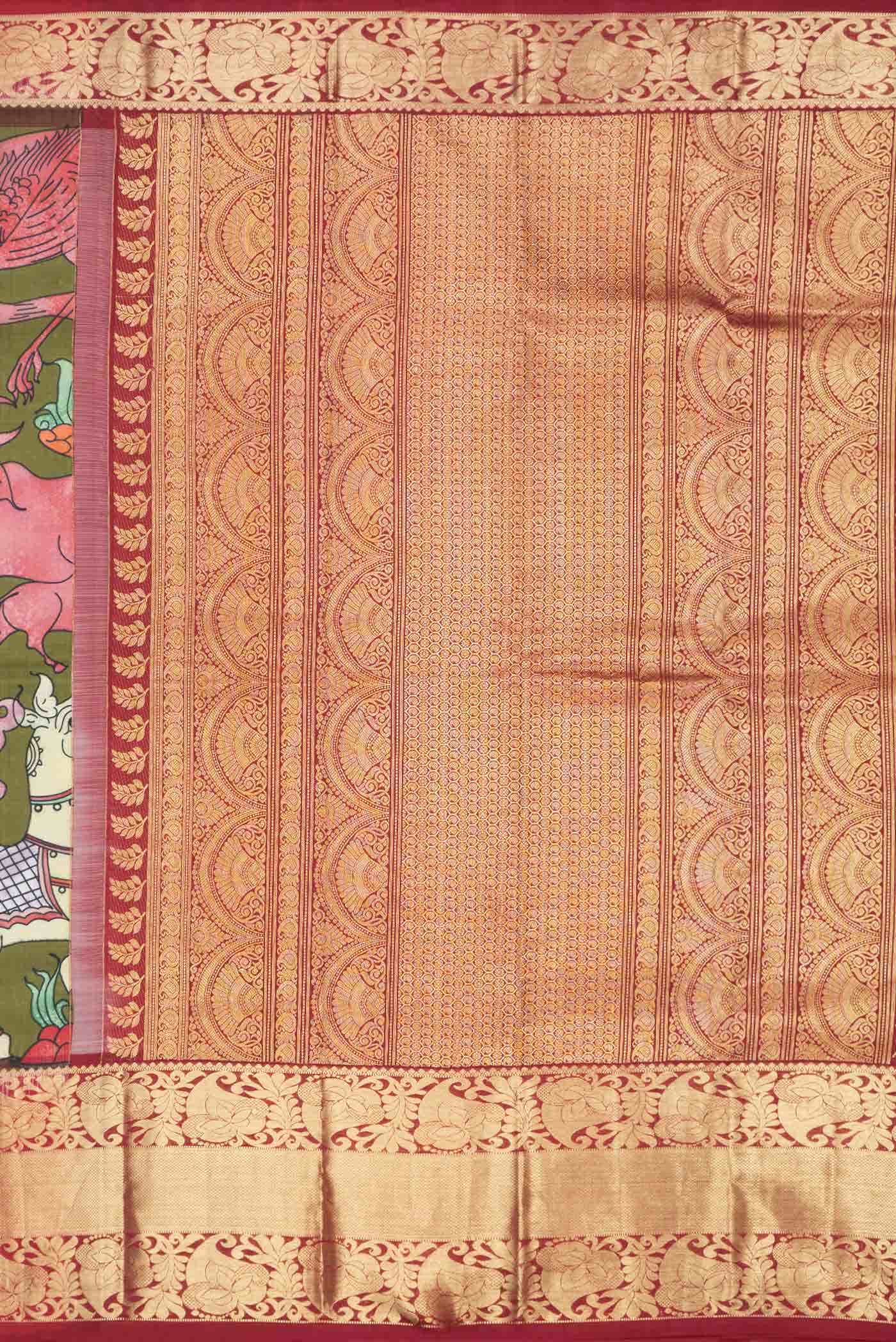 Green Kanchipuram Silk Saree - Image 5
