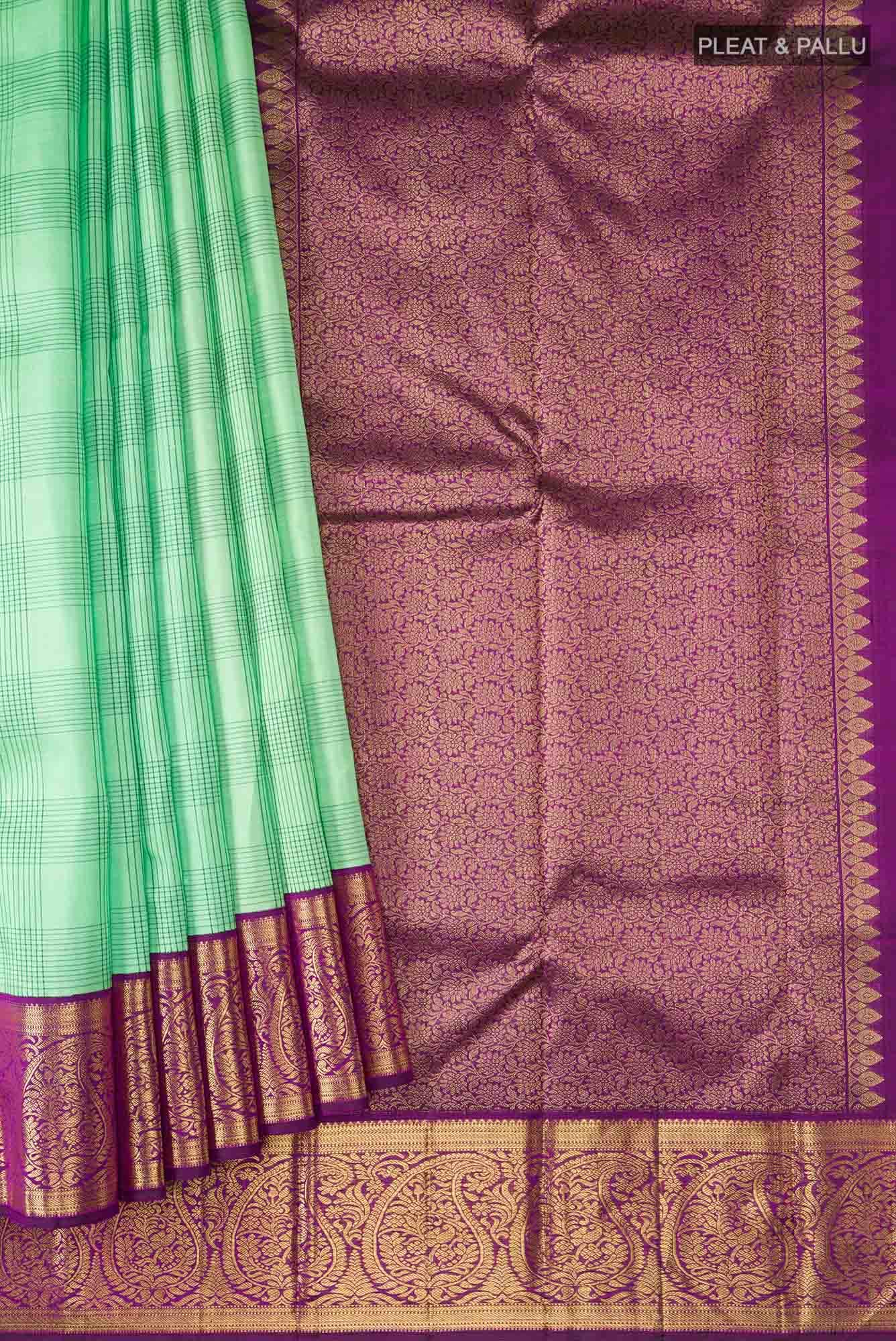 Pure Silk Pure Zari Green Kanchipuram Saree - Image 2