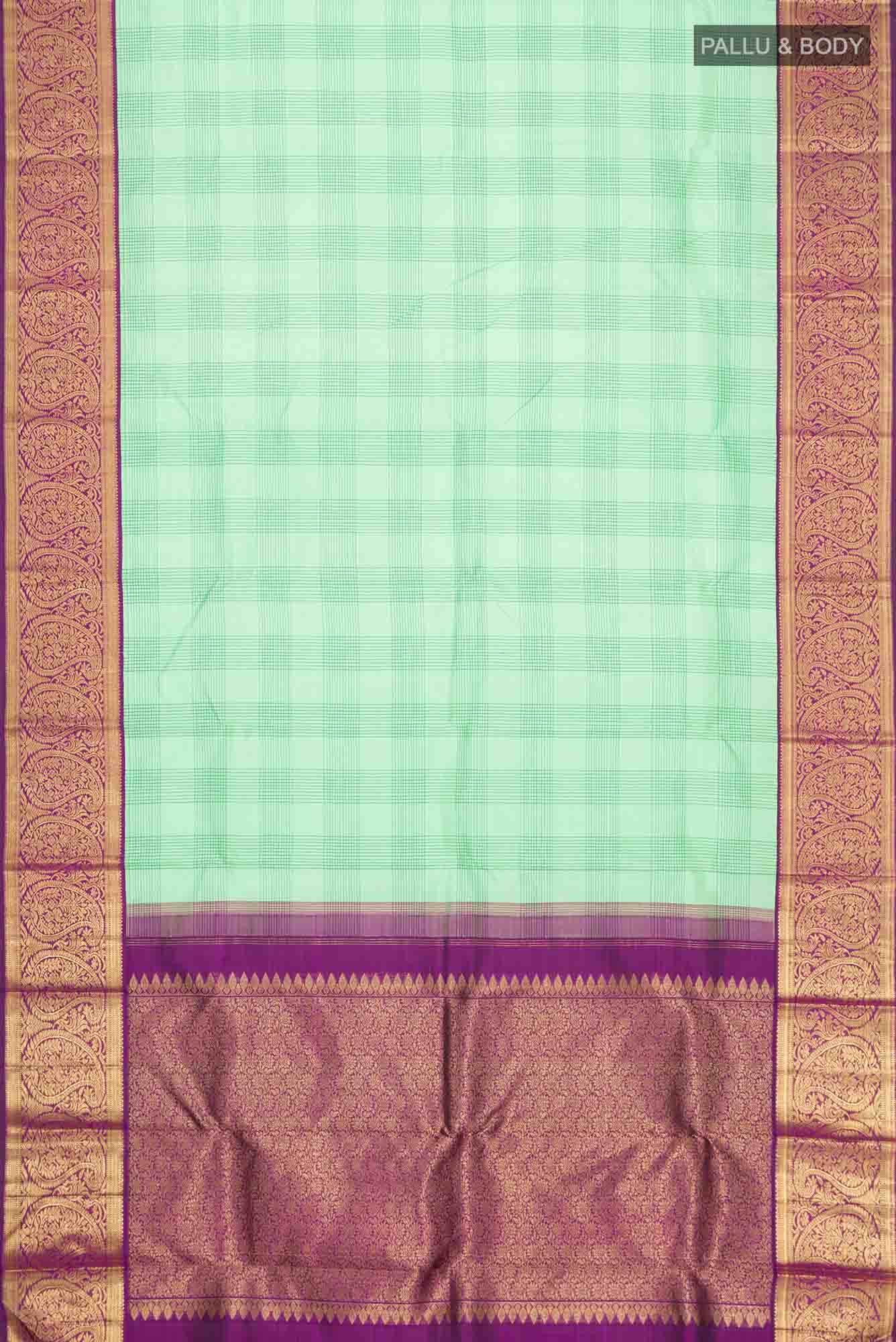 Pure Silk Pure Zari Green Kanchipuram Saree - Image 4