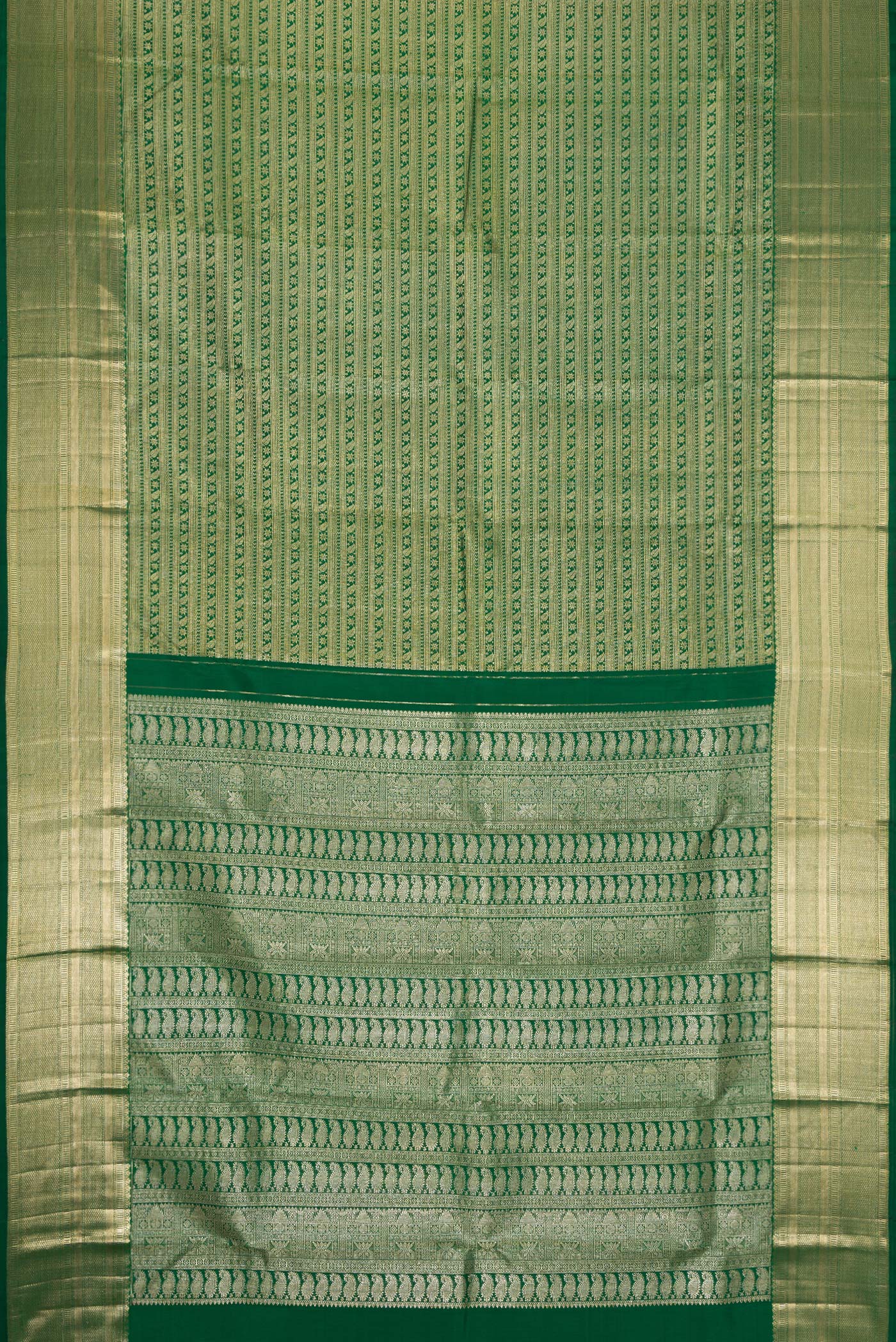 Green Kanchipuram Silk Saree - Image 6