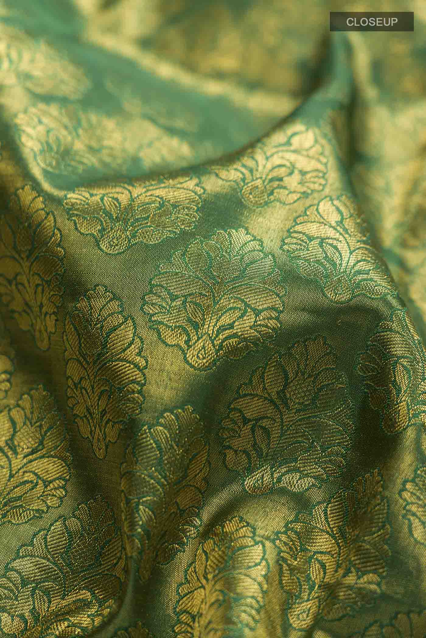 Green Kanjivaram Tissue Silk Saree - Image 2