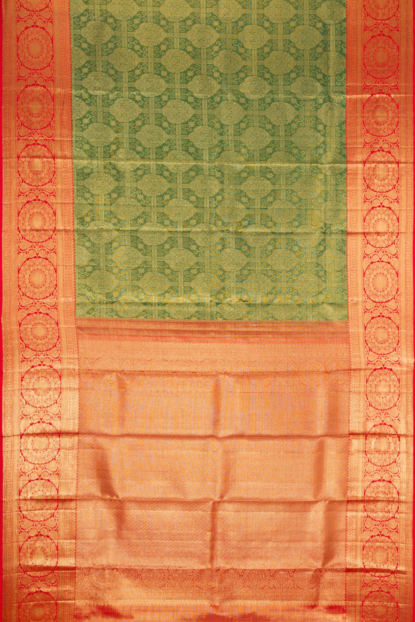 Green Kanchipuram Tissue Silk Saree - Image 6