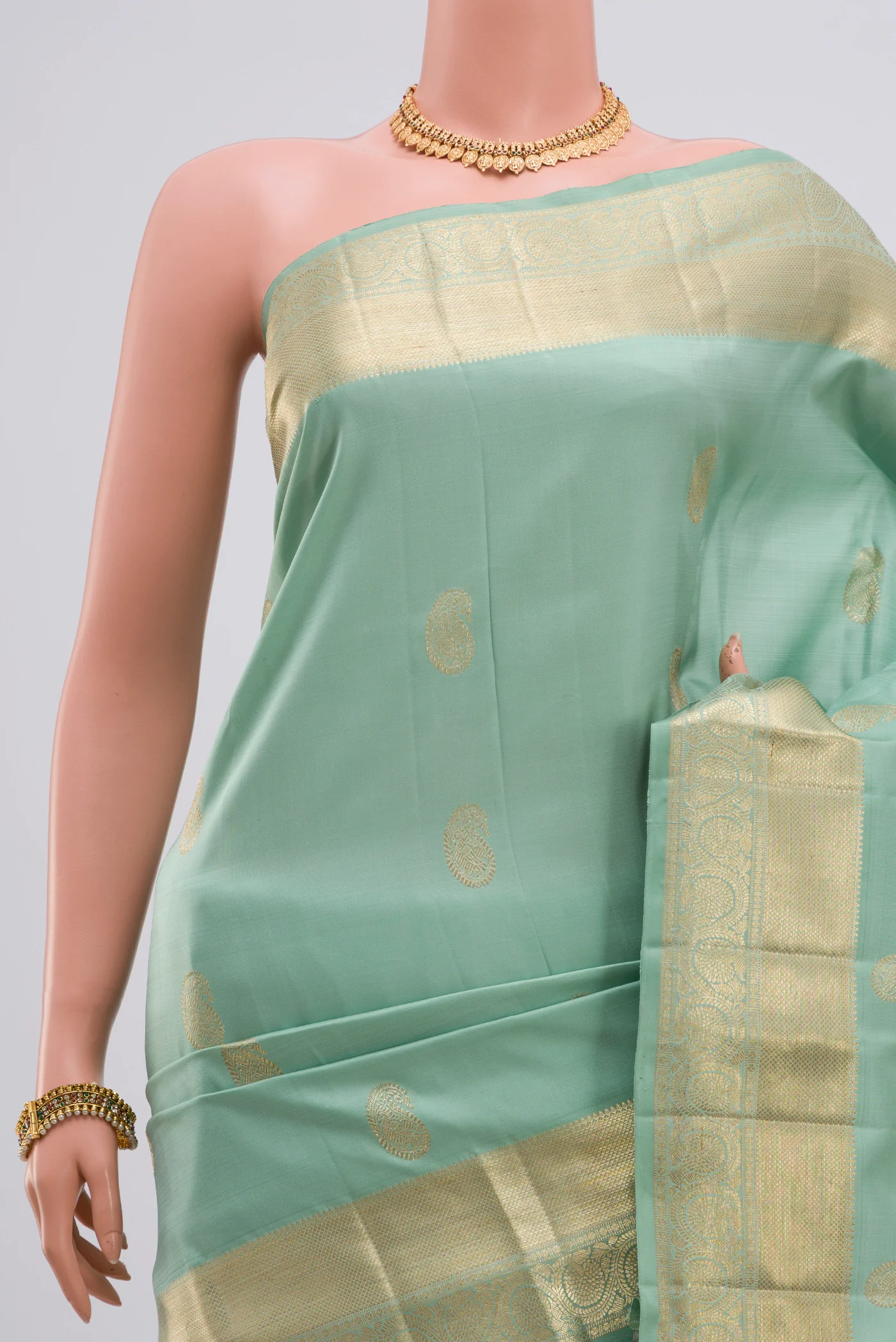 Light Blue Kanjivaram Silk Saree - Image 2