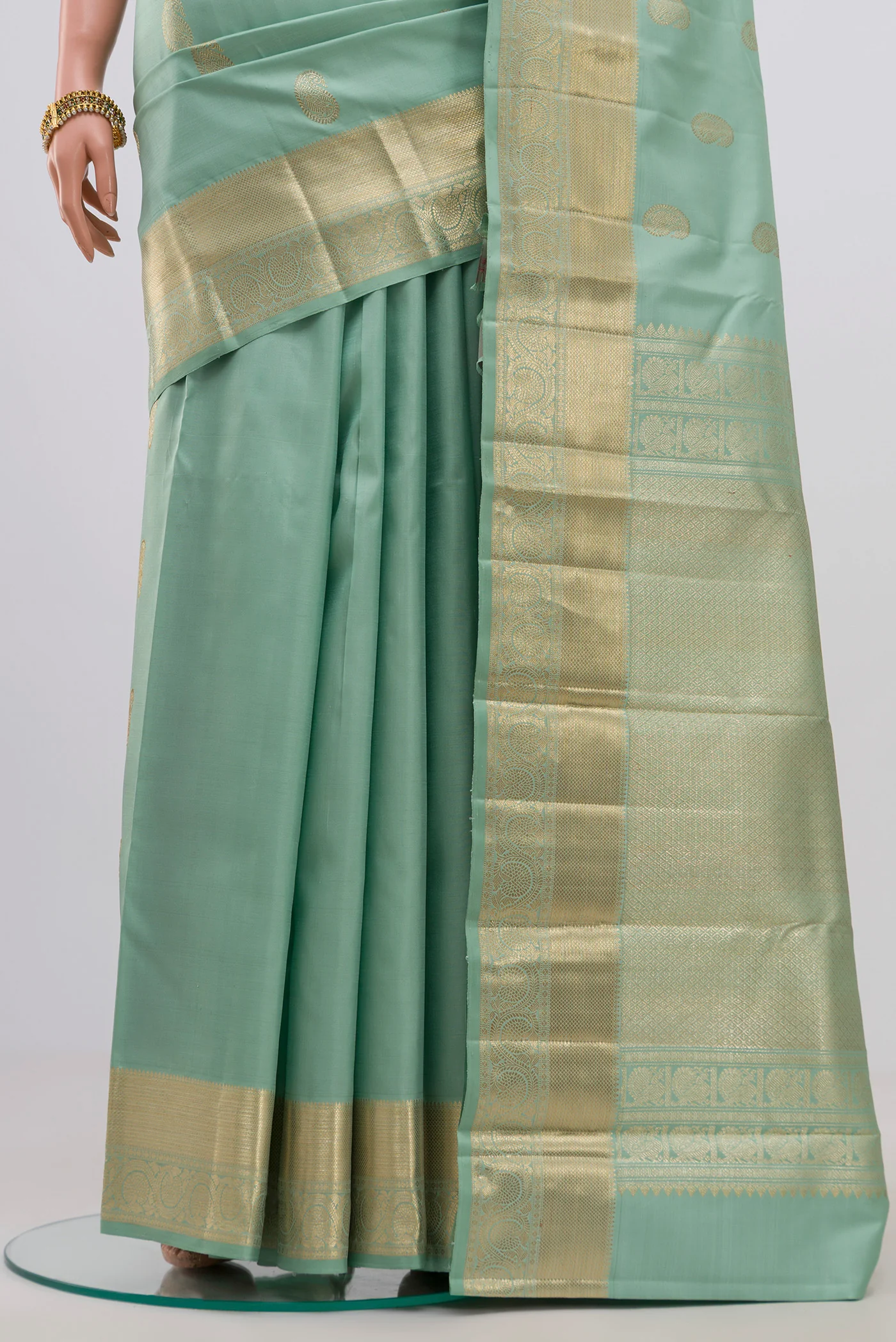 Light Blue Kanjivaram Silk Saree - Image 3