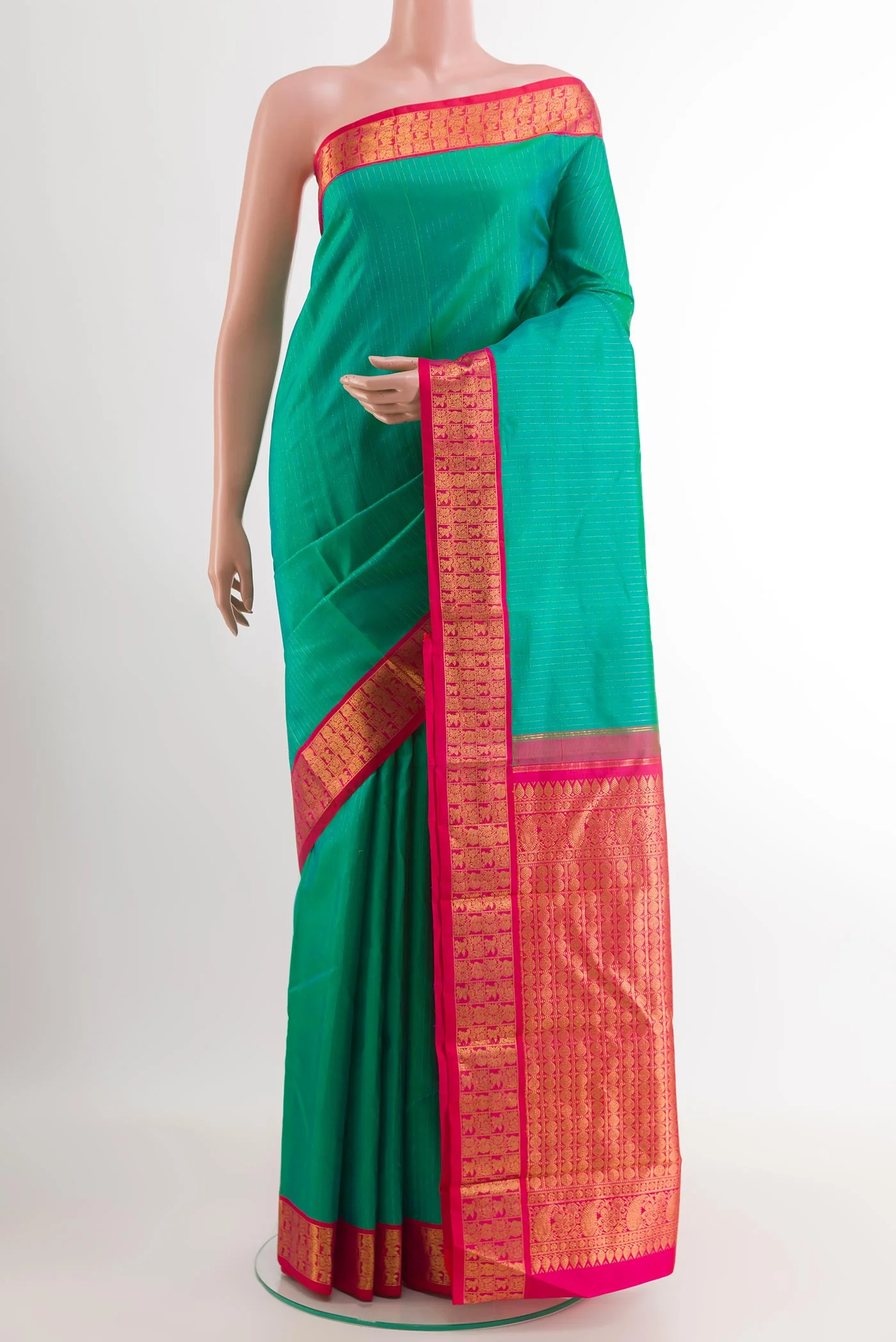 Turquoise Kanjivaram Silk Saree