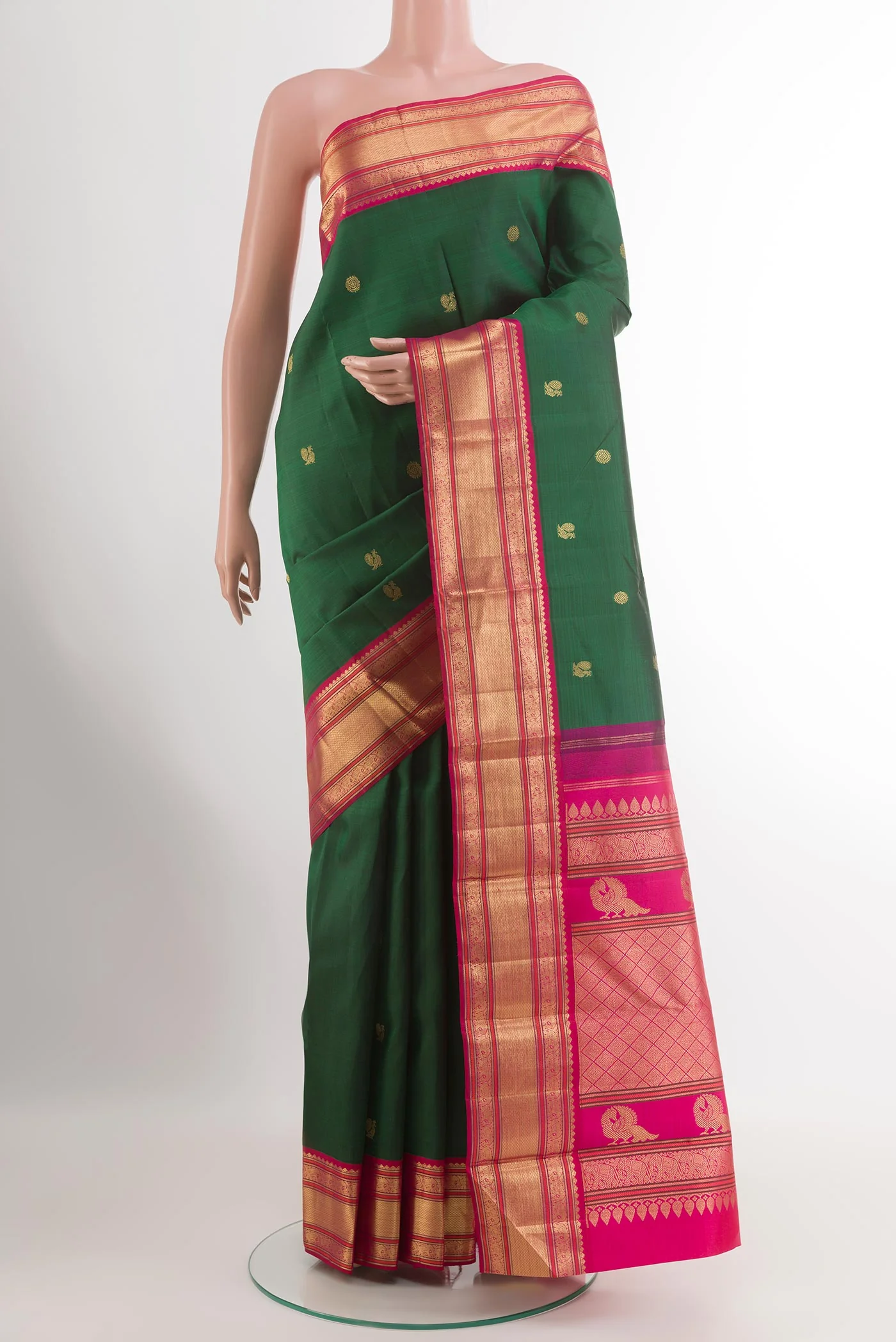 Bottle Green Kanjivaram Silk Saree