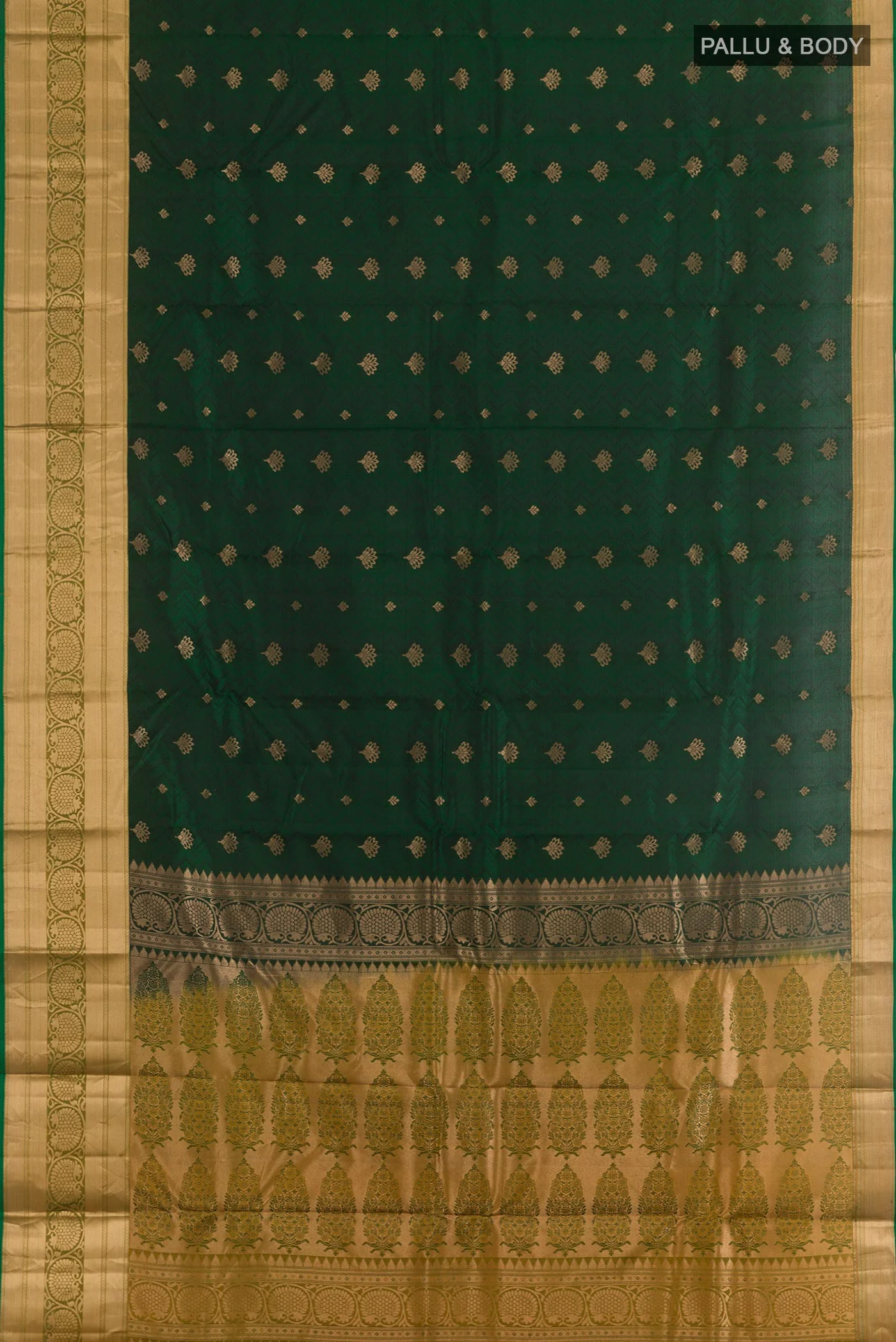 Bottle Green Kanjivaram Silk Saree - Image 3